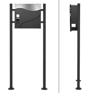 ECD Germany Standbriefkasten Briefkastenanlage Briefkastenständer Postkasten Briefkastenstandfuß, Pfosten Anthrazit 120cm Postkasten Anthrazit/Silber 37x10,5x36,5cm