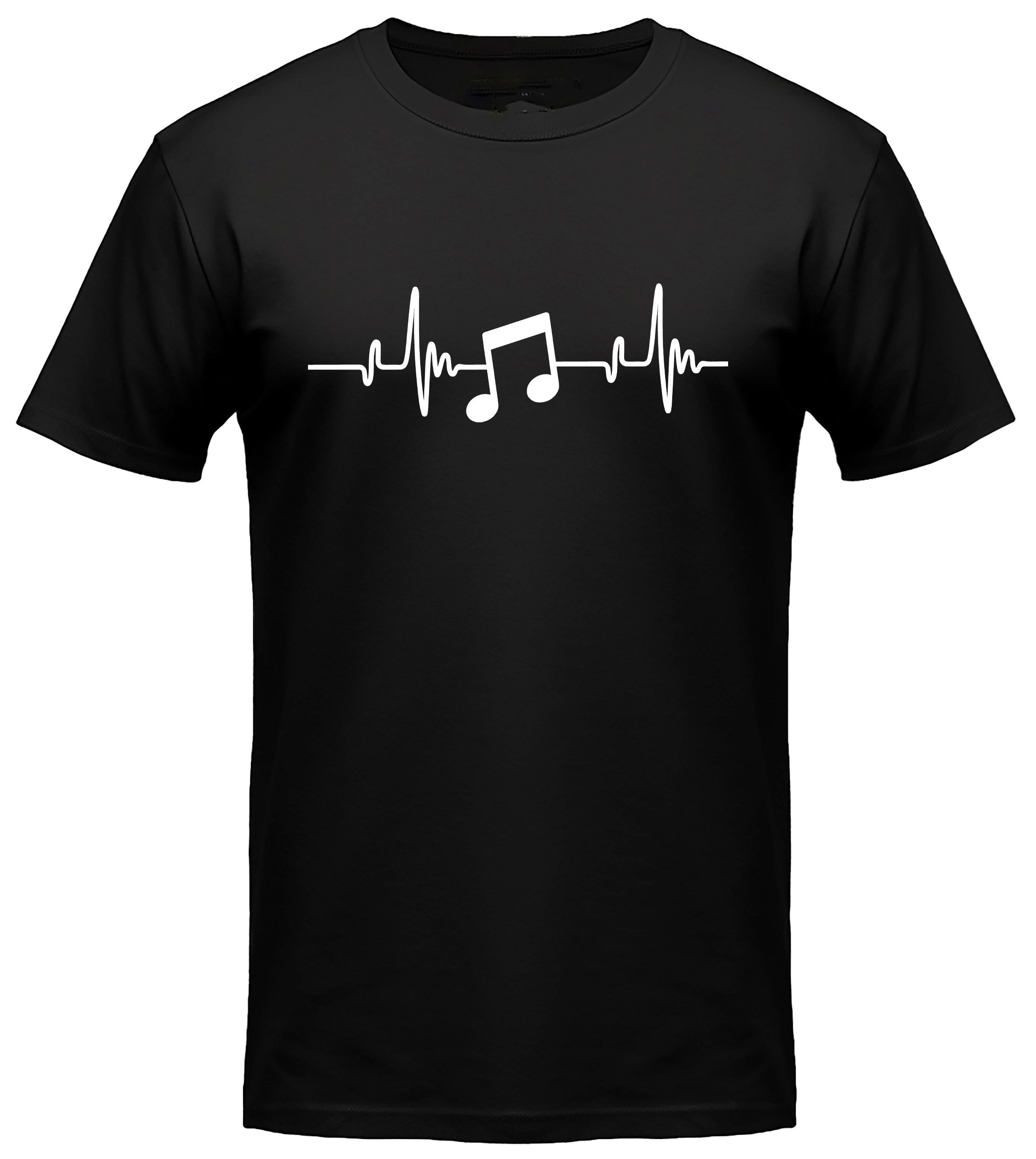 MyDesign24 T-Shirt Motocross Herschlaglinie print Shirt EKG-Linie Musiknote T-Shirt schwarz kurzarm Regular Fit i590