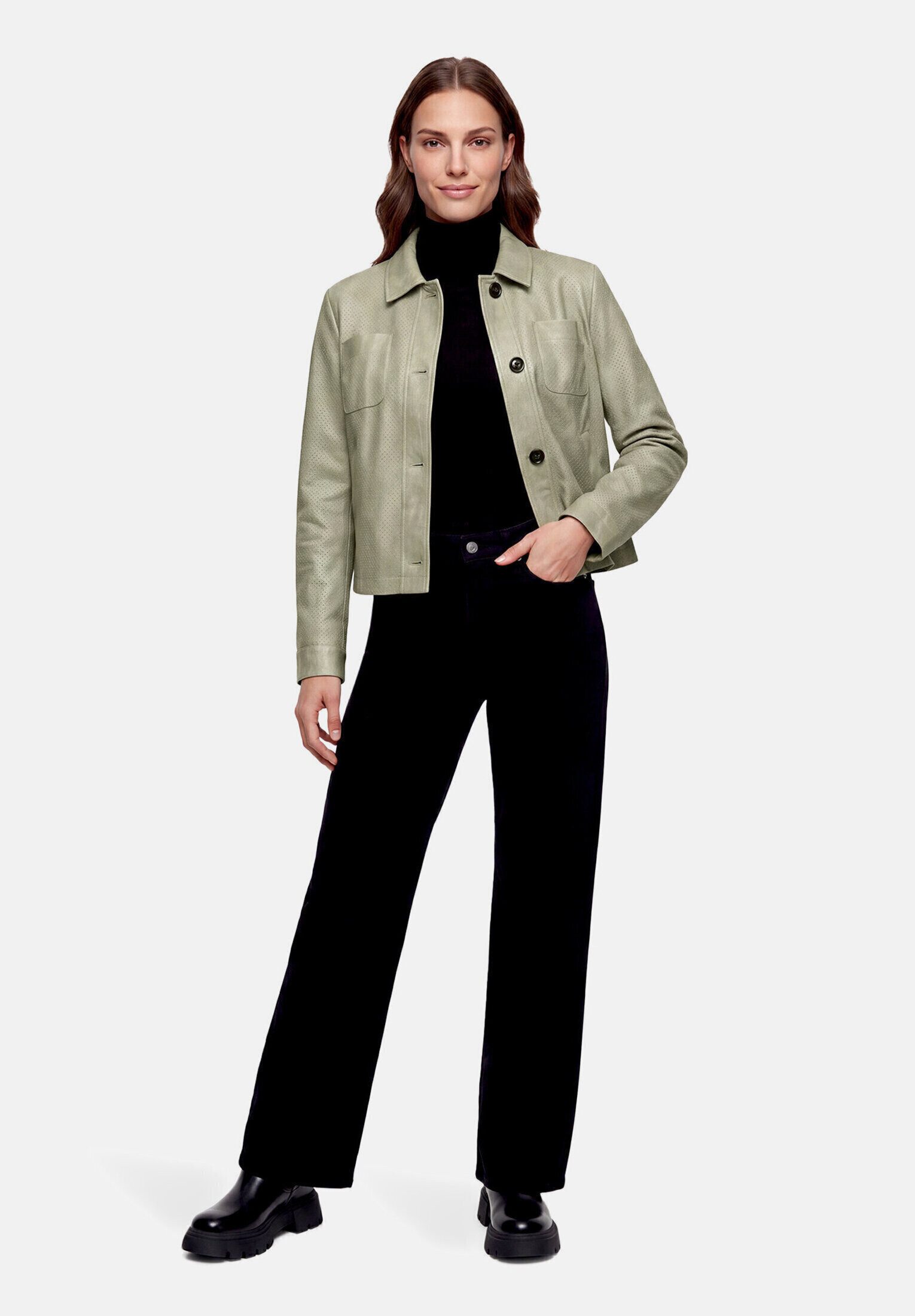 Amber & June Lederjacke Damen mit Kragen