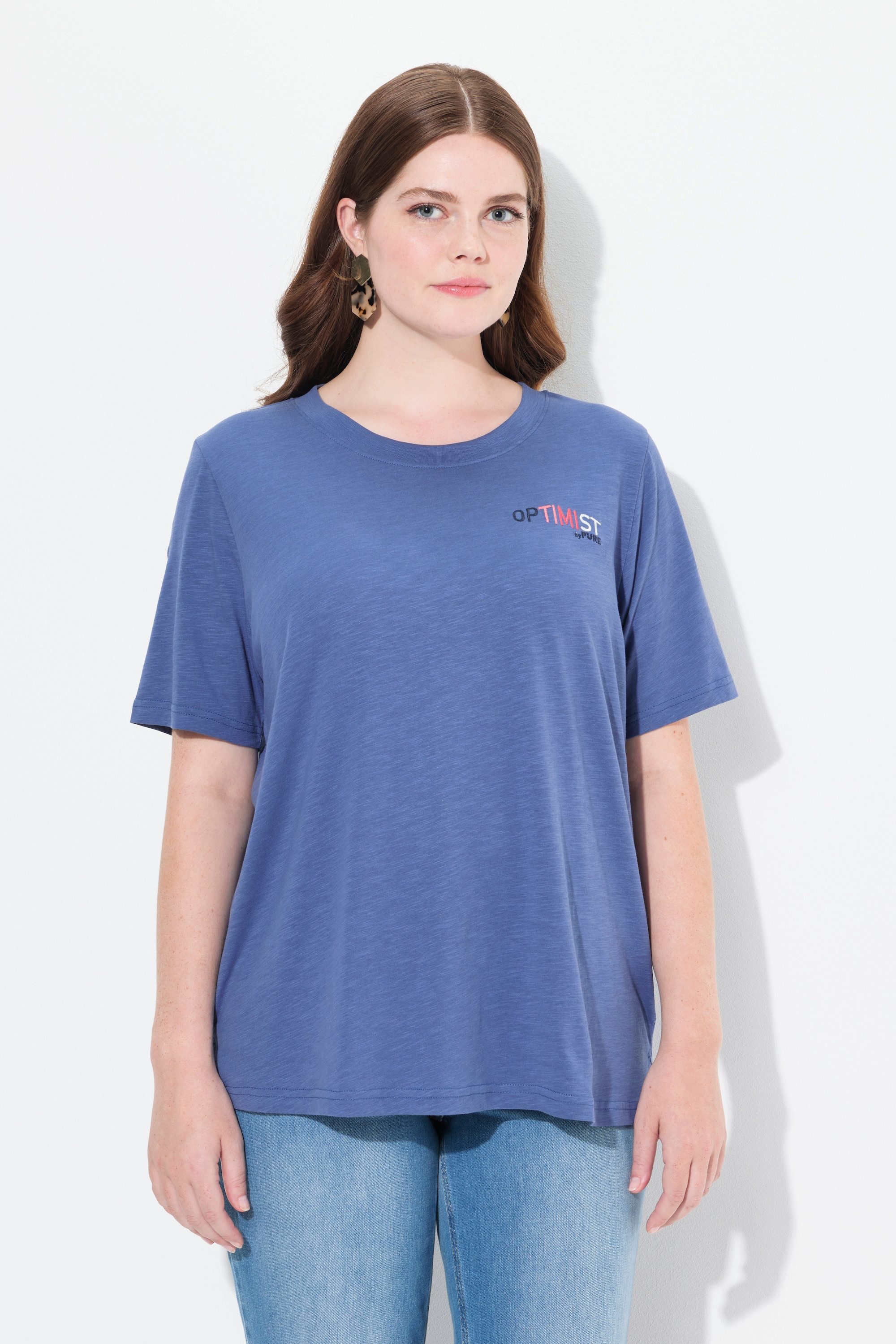 Ulla Popken T-Shirt T-Shirt Optimist Rundhals günstig online kaufen