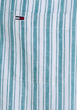 Tommy Jeans Plus Kurzarmhemd TJM STRIPE LINEN SS SHIRT EXT Große Größen, Modische Längsstreifen
