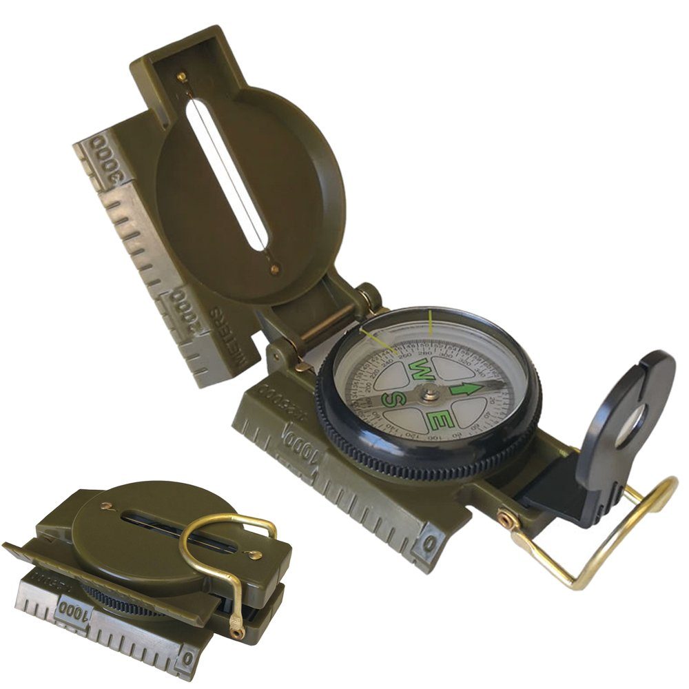 ULTRALEICHTER!!! US Army Profi Kompass Bundeswehr Oliv Marschkompass Navigation 