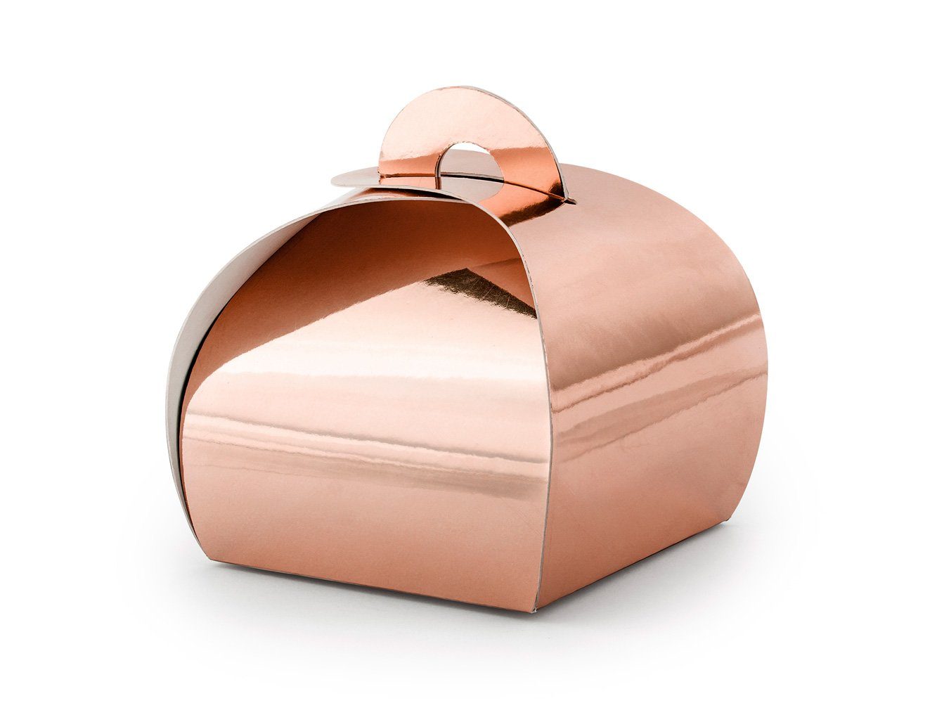 partydeco Geschenkbox, Geschenkbox für Gastgeschenke 6x5.5cm abgerundet 10er Set rosegold