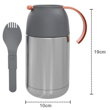 Intirilife Thermobehälter, Edelstahl, Thermobehälter 650ml Auslaufsicher BPA-frei Isolierbehälter Outdoor