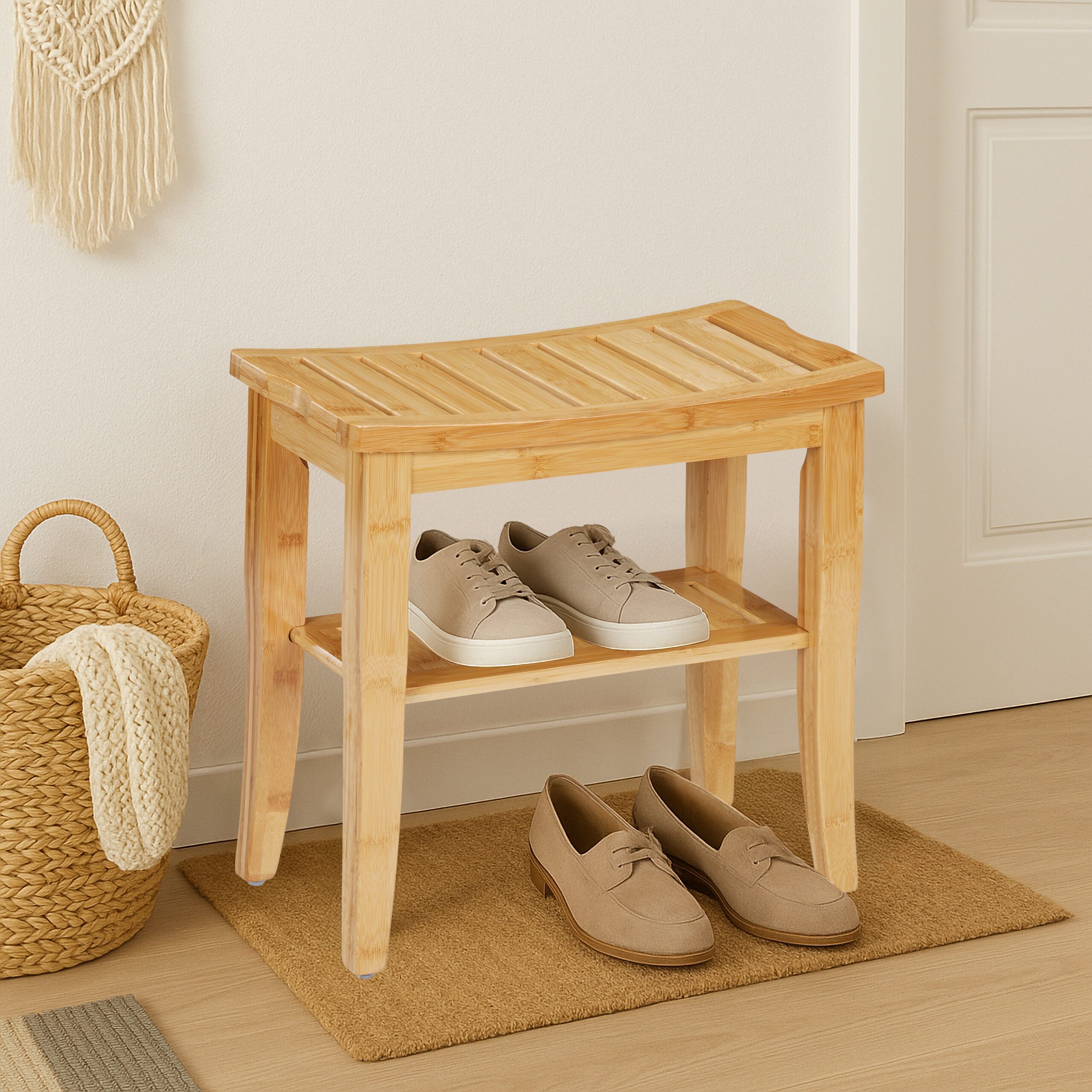 relaxdays Badhocker aus Bambus
