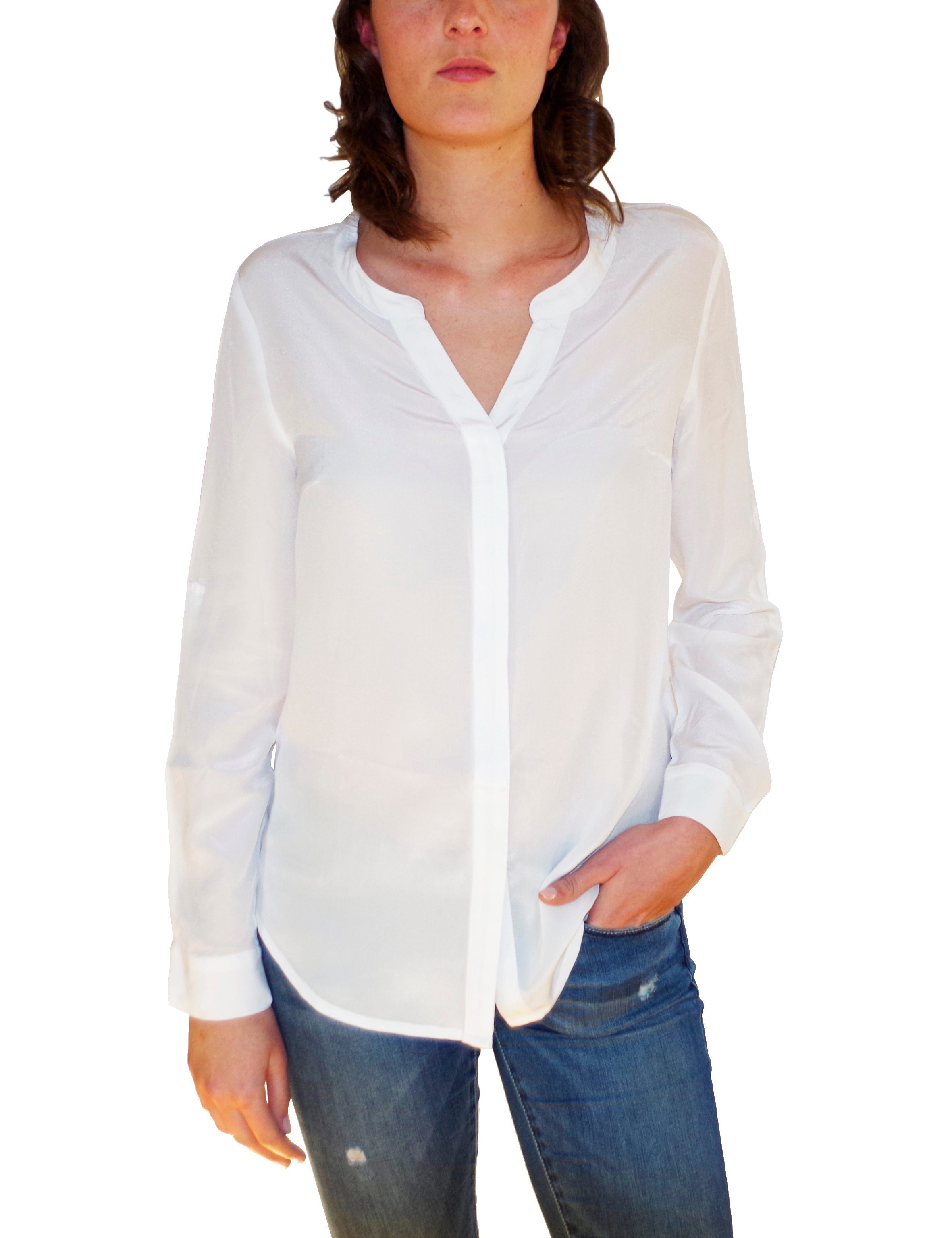 Posh Gear Seidenbluse Damen Bluse Camicetta aus 100% Seide weiß