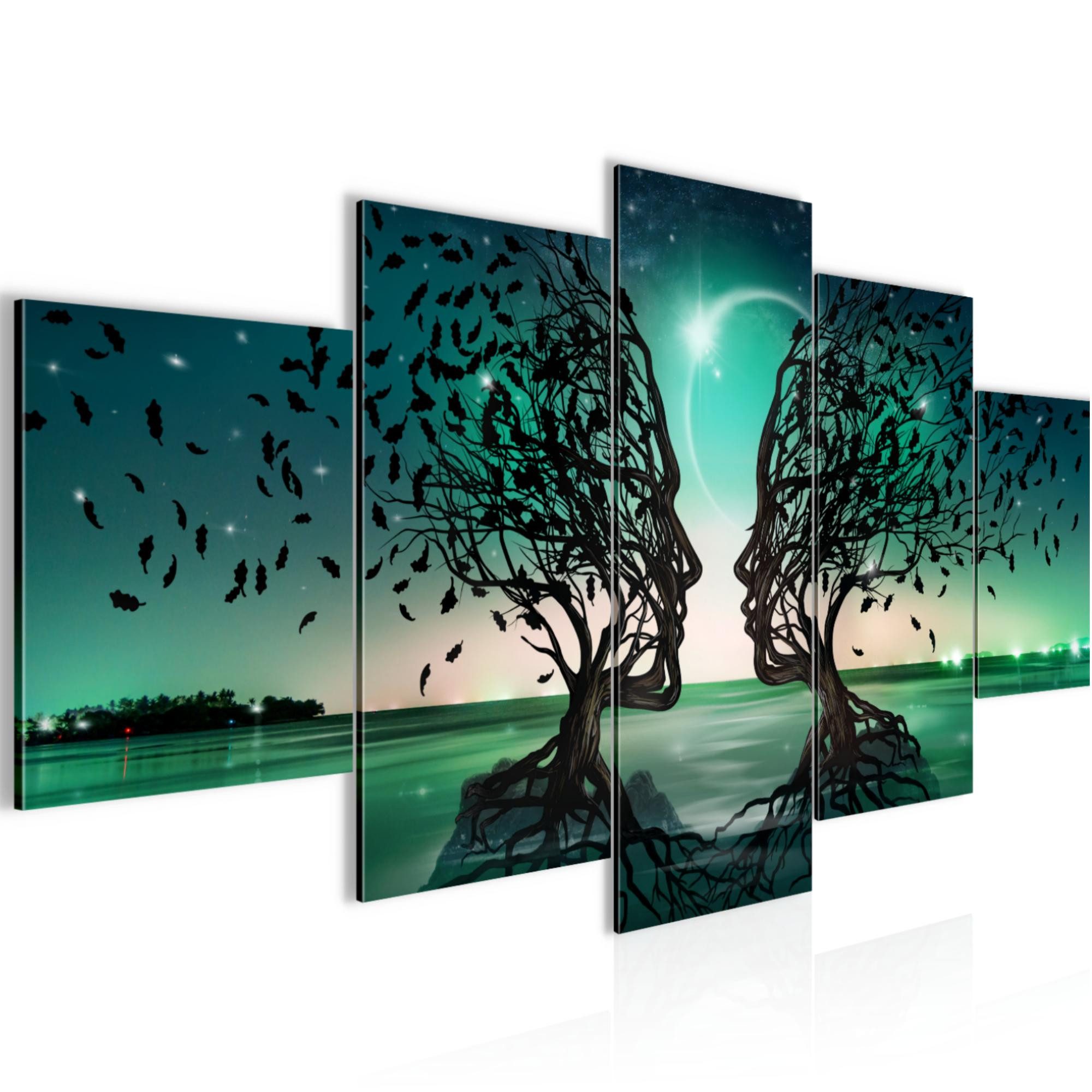 Runa Art Wandbild Wandbilder Wohnzimmer XXL Liebespaar Moderne Bilder 200 x 100 cm, (5 St)