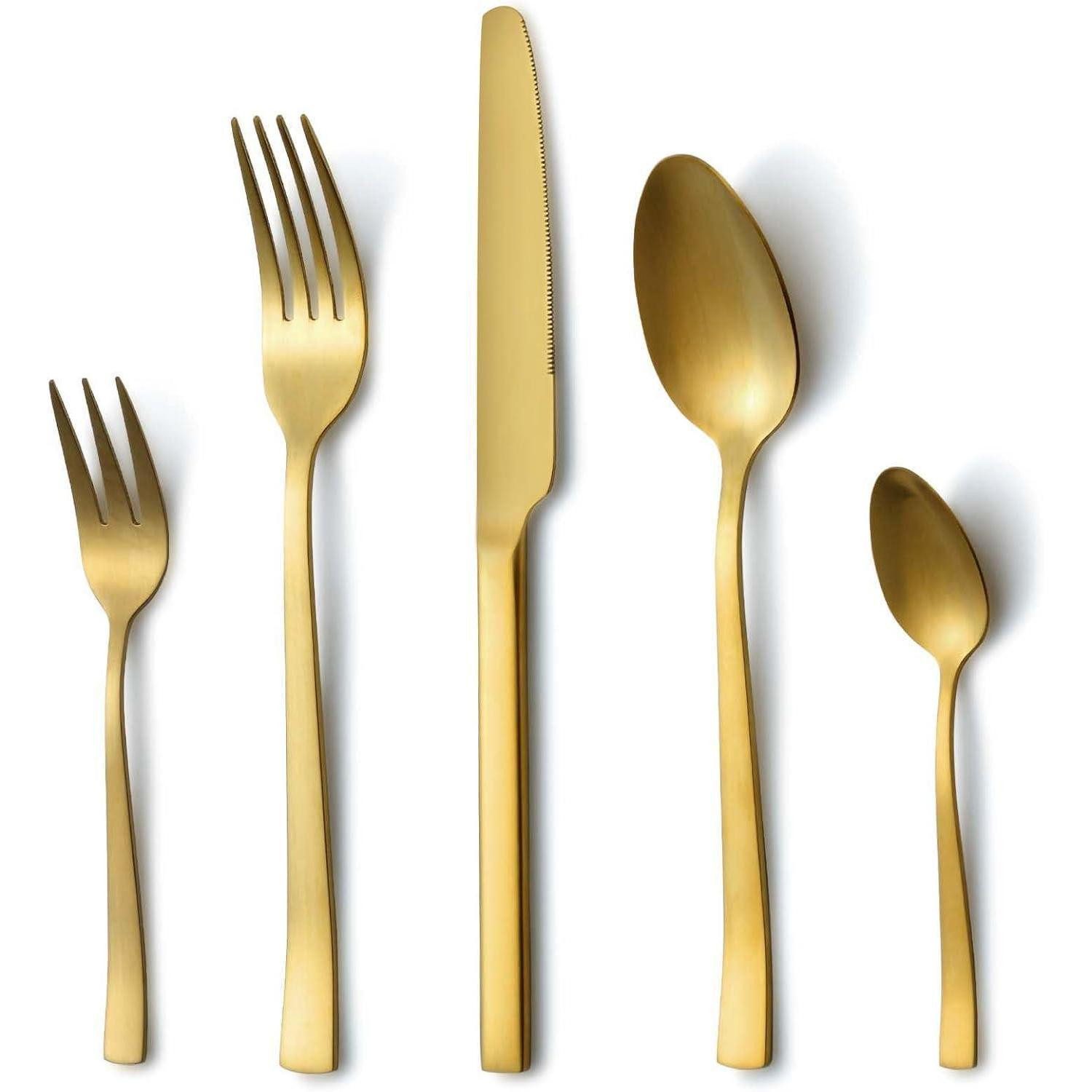 LuxusKollektion Kochbesteck-Set Besteck Edelstahl Gold 6er Gabel Löffel 30 Teilig Gold 30 teilig