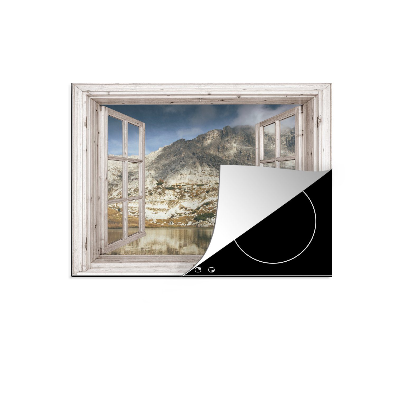 MuchoWow Herdblende-/Abdeckplatte Durchsichtig - Holz - Berg, Vinyl, (1 tlg), 71x52 cm, Induktionskochfeld Schutz für die küche, Ceranfeldabdeckung