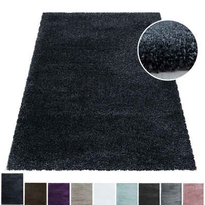 Hochflor-Teppich Teppich Hochflorteppich Shaggy Unifarben kuschelig Wohnzimmer, Miovani, Rechteckig, Höhe: 50 mm