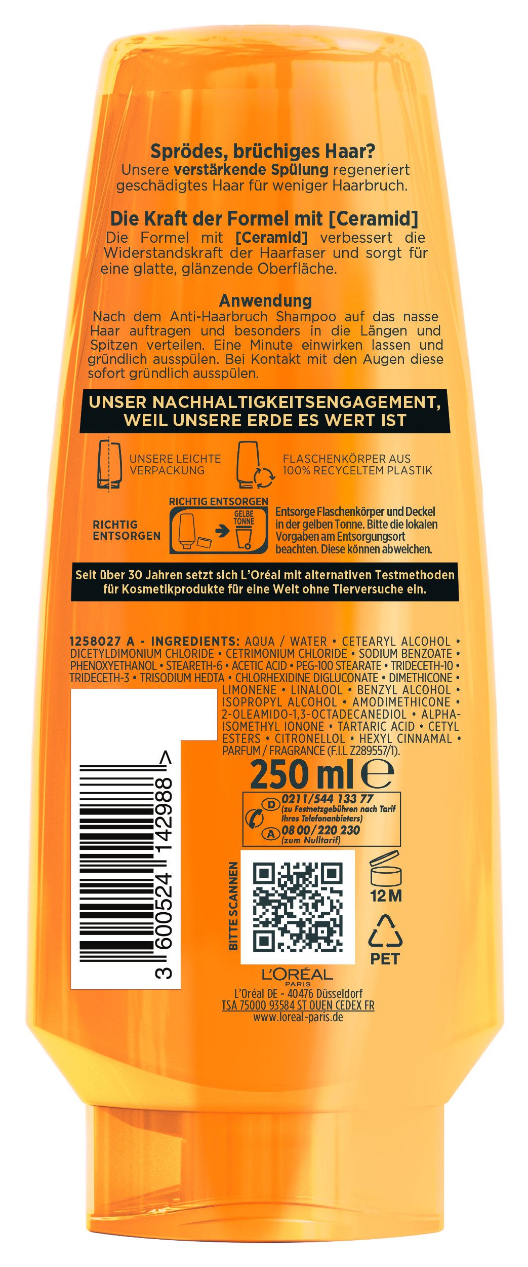 L'ORÉAL PARIS Haarspülung L'Oréal Paris Elvital Anti-Haarbruch Spülung, 6-tlg., Repariert strapazierte, trockene und brüchige Haare, verleiht Glanz.