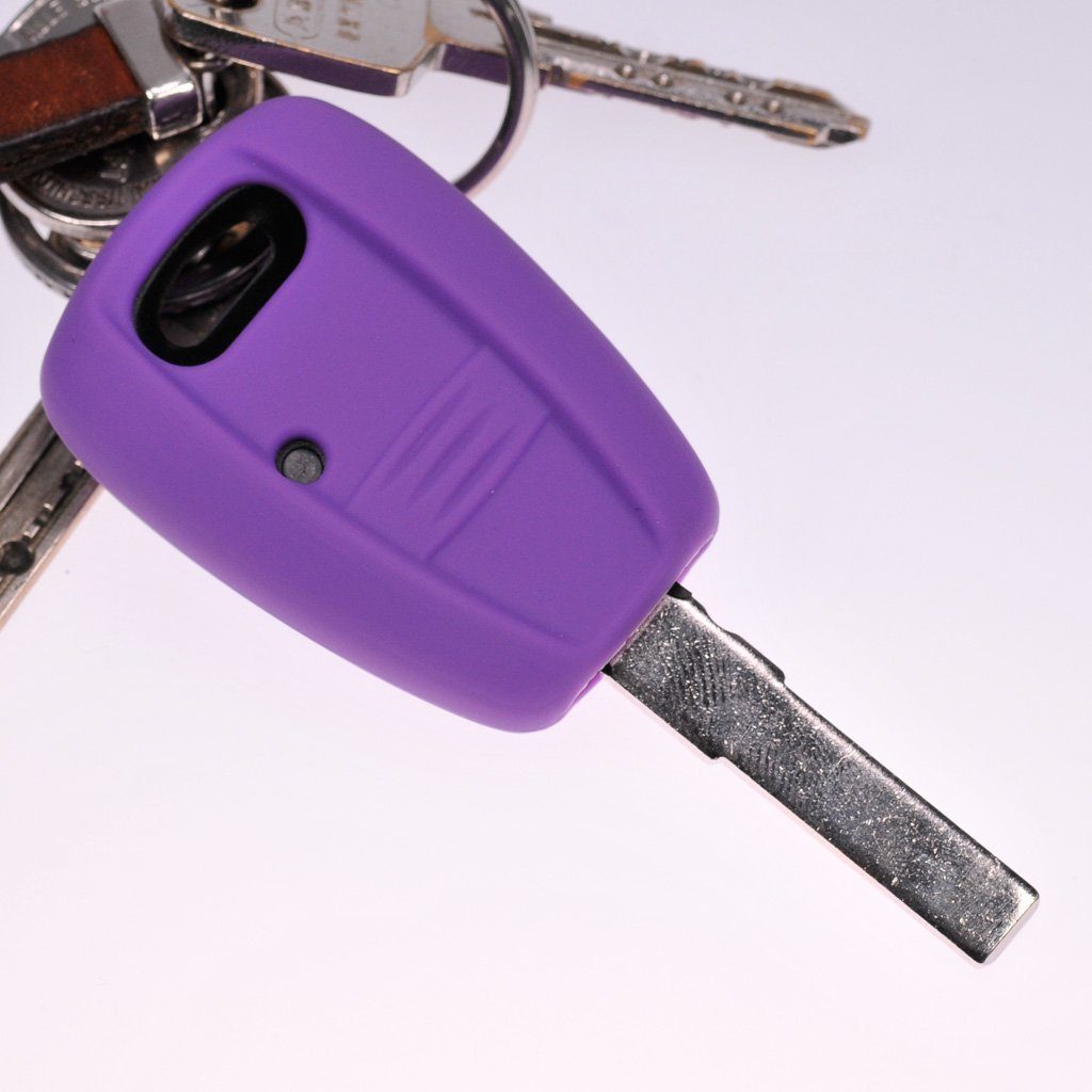 mit Silikon Schlüsselband, passendem Panda 1 FIAT Autoschlüssel Schutzhülle Punto Bravo für Schlüsseltasche Tasten Fernbedienung Stilo Lila Brava Funk mt-key