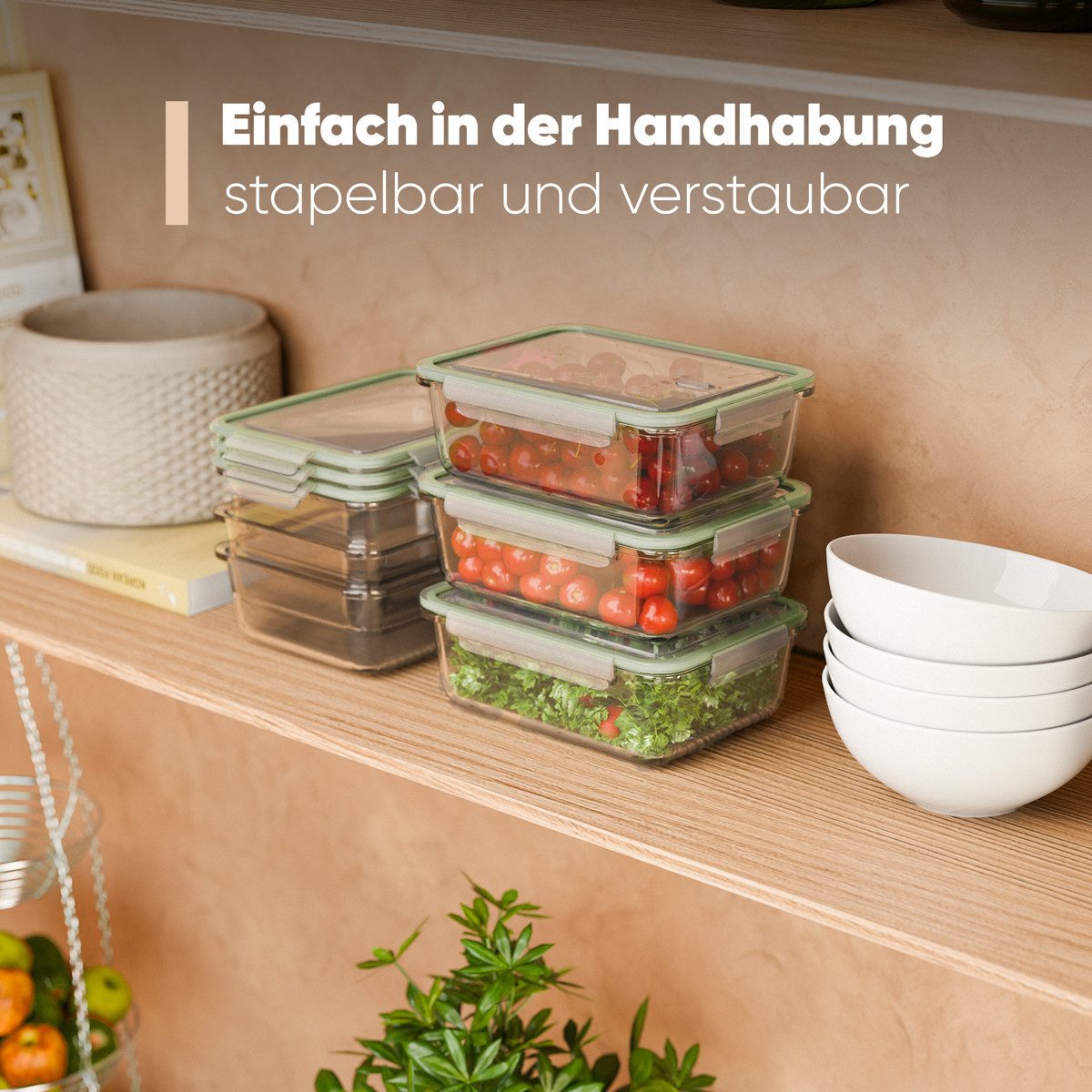 classbach Frischhaltedose C-FHD 4010 G, Frischhaltedosen Glas mit Deckel, 7er Set