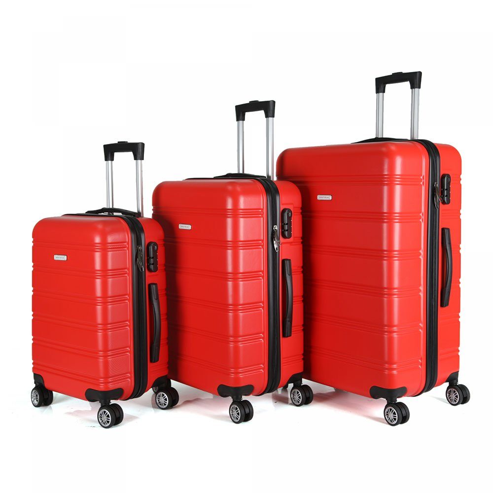 Royalty Line Hartschalen-Trolley, 4 Rollen, 3 teilig Rot