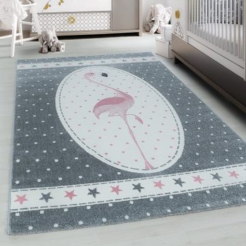 Teppich Flamingo Design, Teppium, Rechteckig, Höhe: 11 mm, Kinderteppich Flamingo Design Baby Teppich Kinderzimmer Pflegeleicht