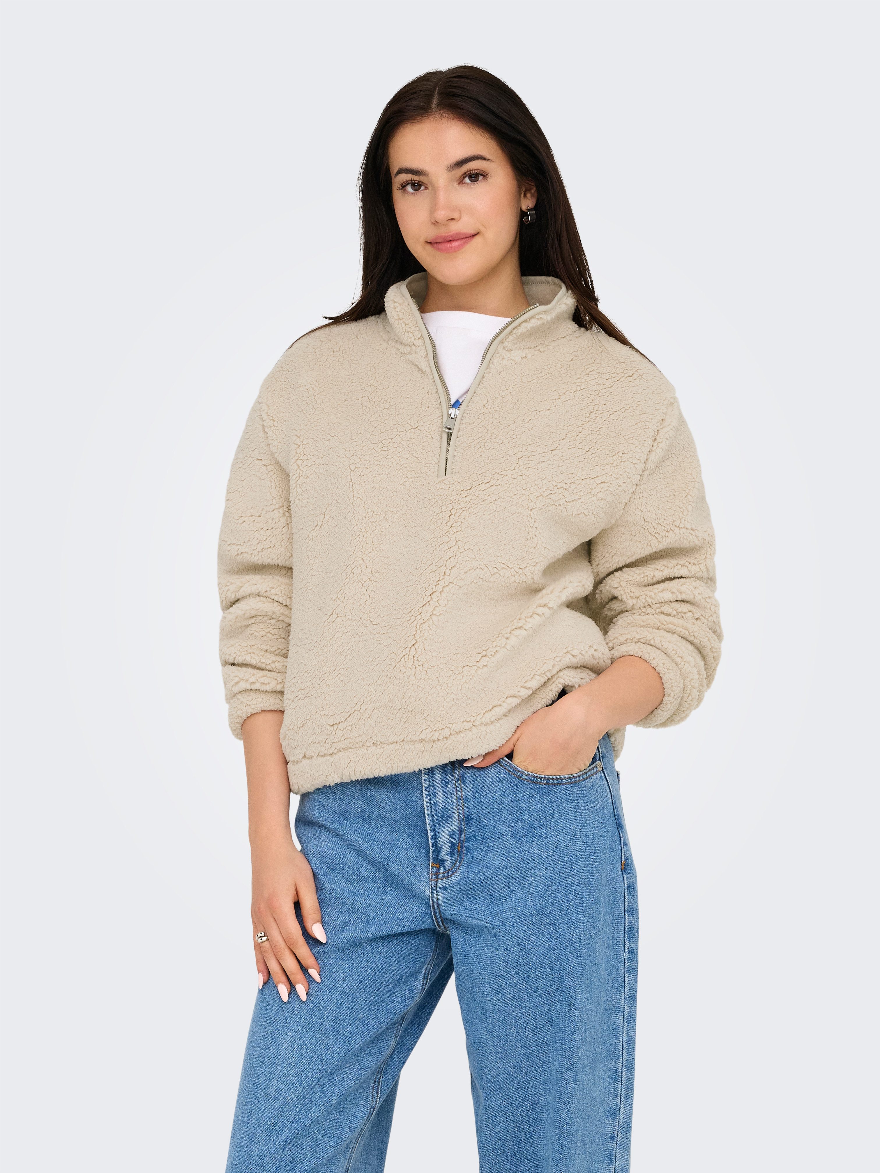 ONLY Sweatshirt ONLNEW DALLAS L/S HIGHNECK ZIP SWT NOOS Kunstfaser, regular fit