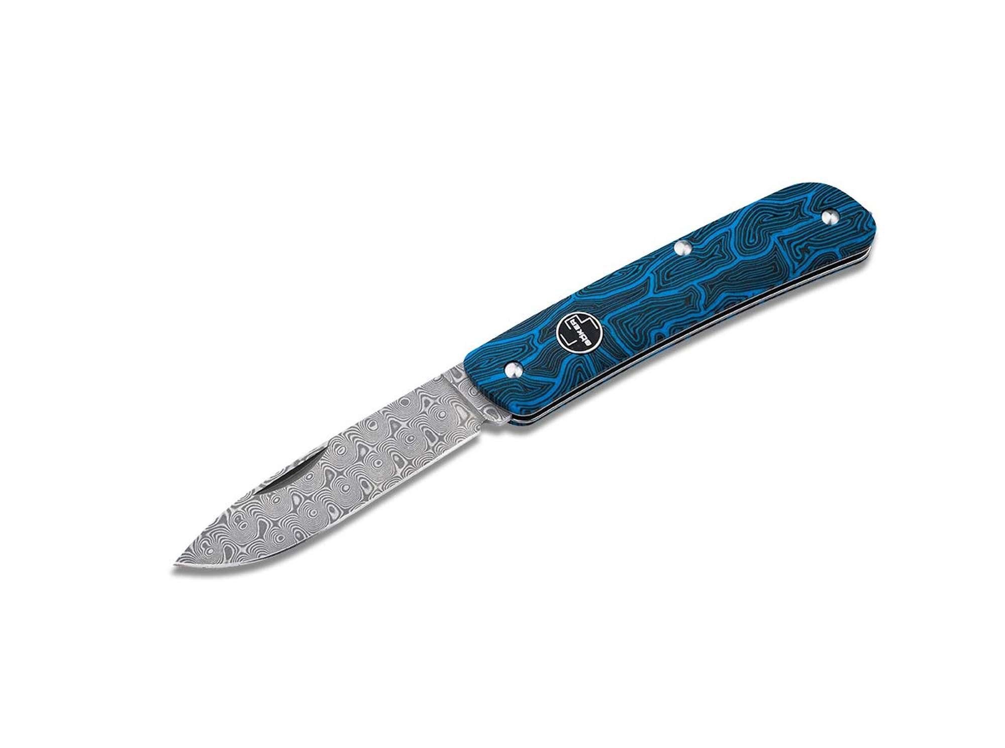 Böker Plus Taschenmesser Tech Tool Blue Damast Slipjoint Messer Clip
