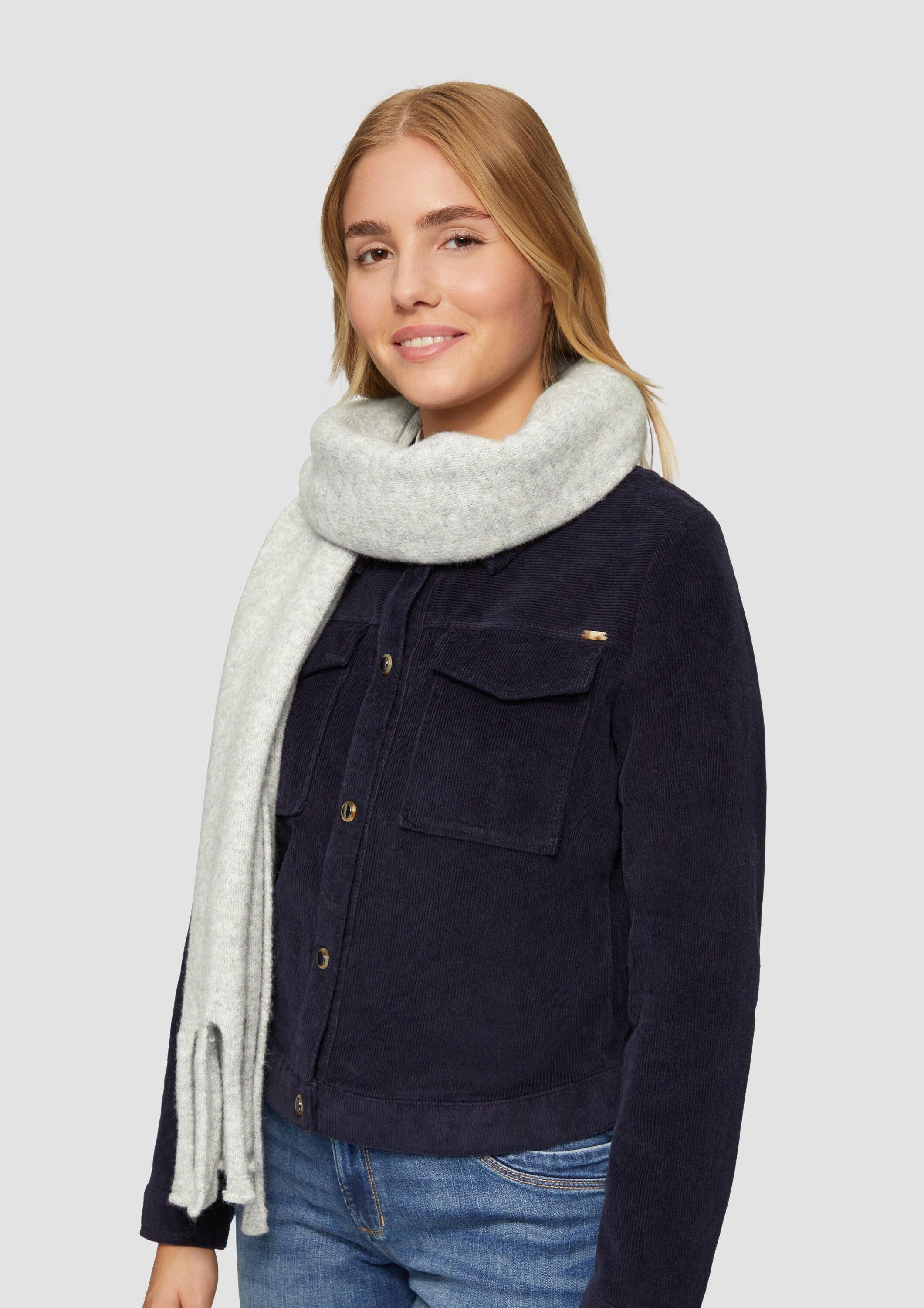 s.Oliver Schal Tuch, Gestrickter Schal mit Fransen günstig online kaufen