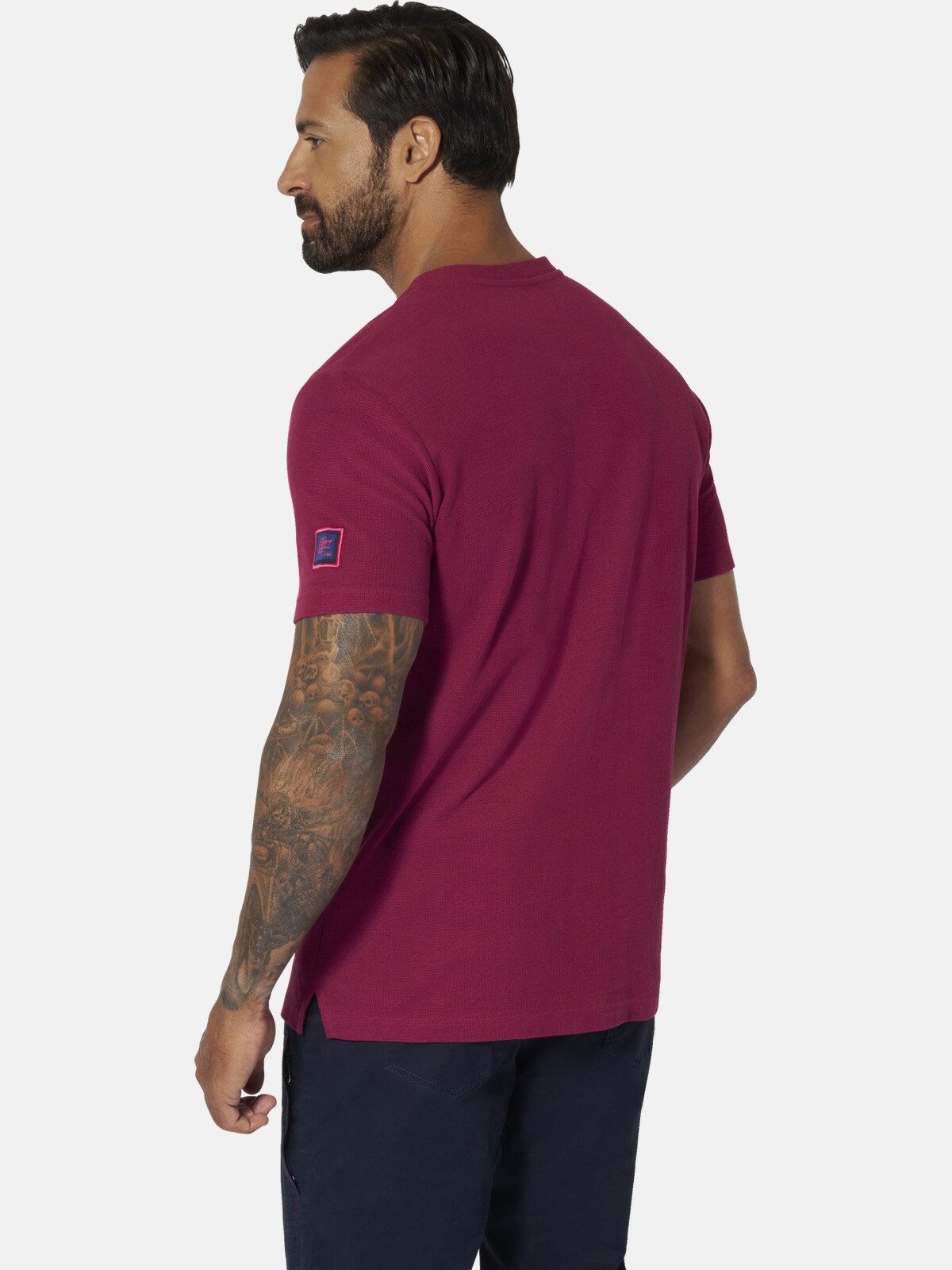 Jan Vanderstorm T-Shirt GORTAN mit Knopfleiste & Aufdruck