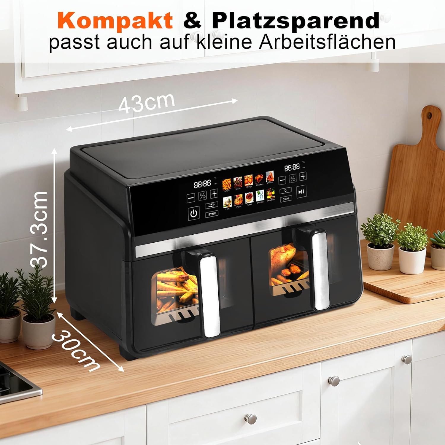 Nettlife Heißluftfritteuse XXL Air fryer Funktion 6/10/11L Sichtfenster 7/13 Programme Touchscreen, 2200 W, Automatische Abschaltung Dual Zone Temperatursteuerung Timer