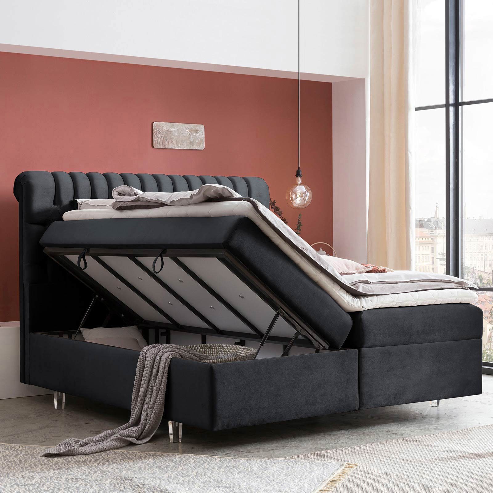 BettCo Stauraumbett Boxspringbett mit Bettkasten Chester günstig online kaufen