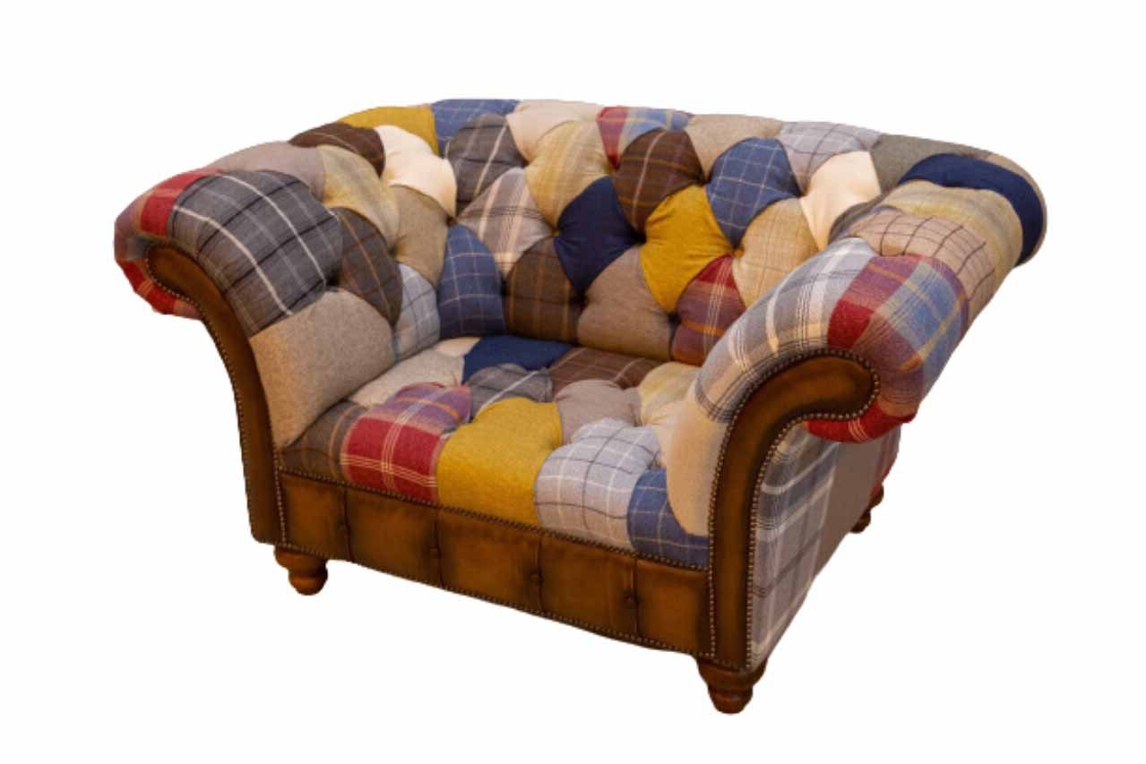 Chesterfield-Sessel, Mehrfarbig Klassisch Wohnzimmer Sessel Textil Chesterfield Design JVmoebel