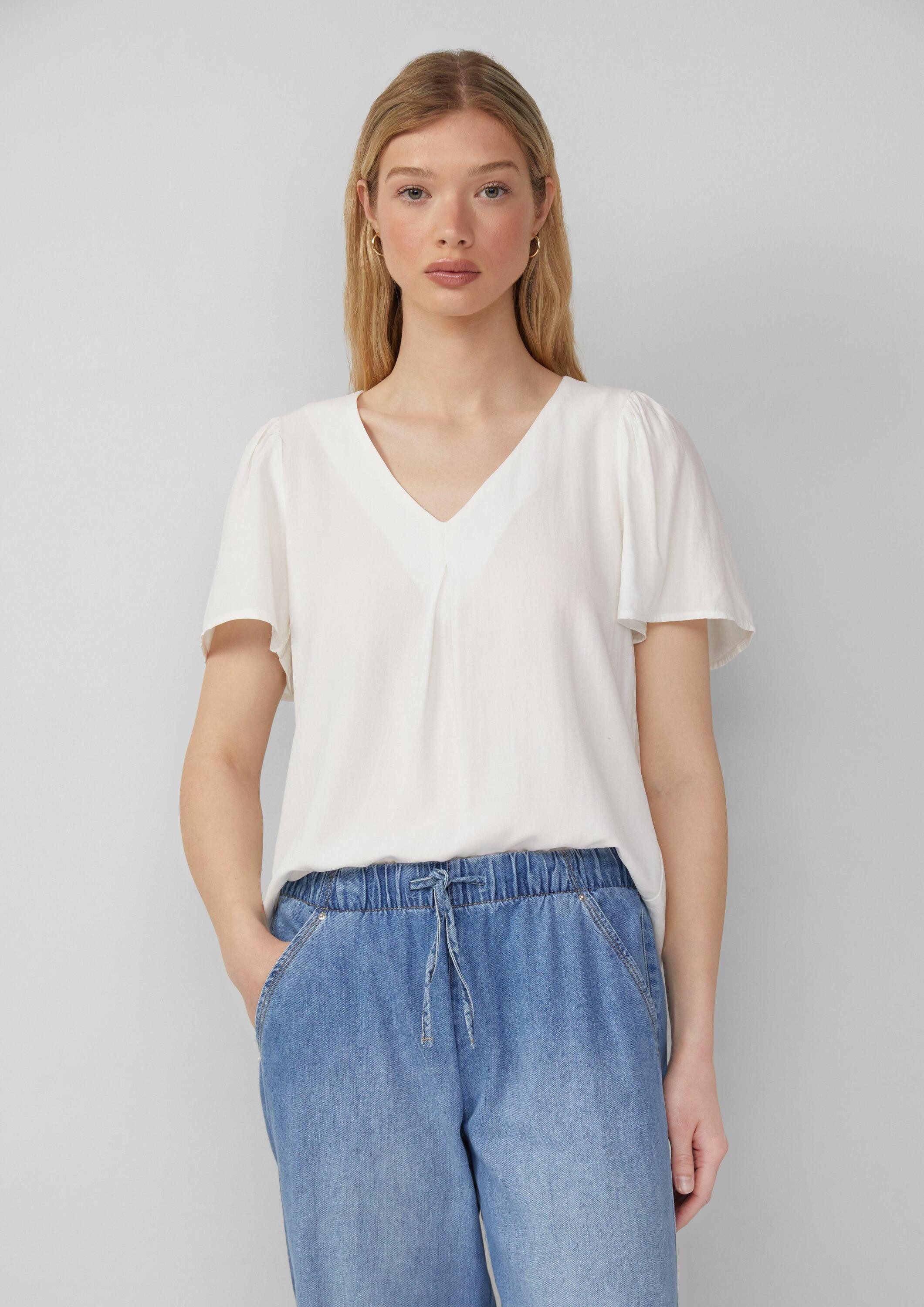 QS Kurzarmbluse Bluse Feminine Kurzarmbluse aus günstig online kaufen