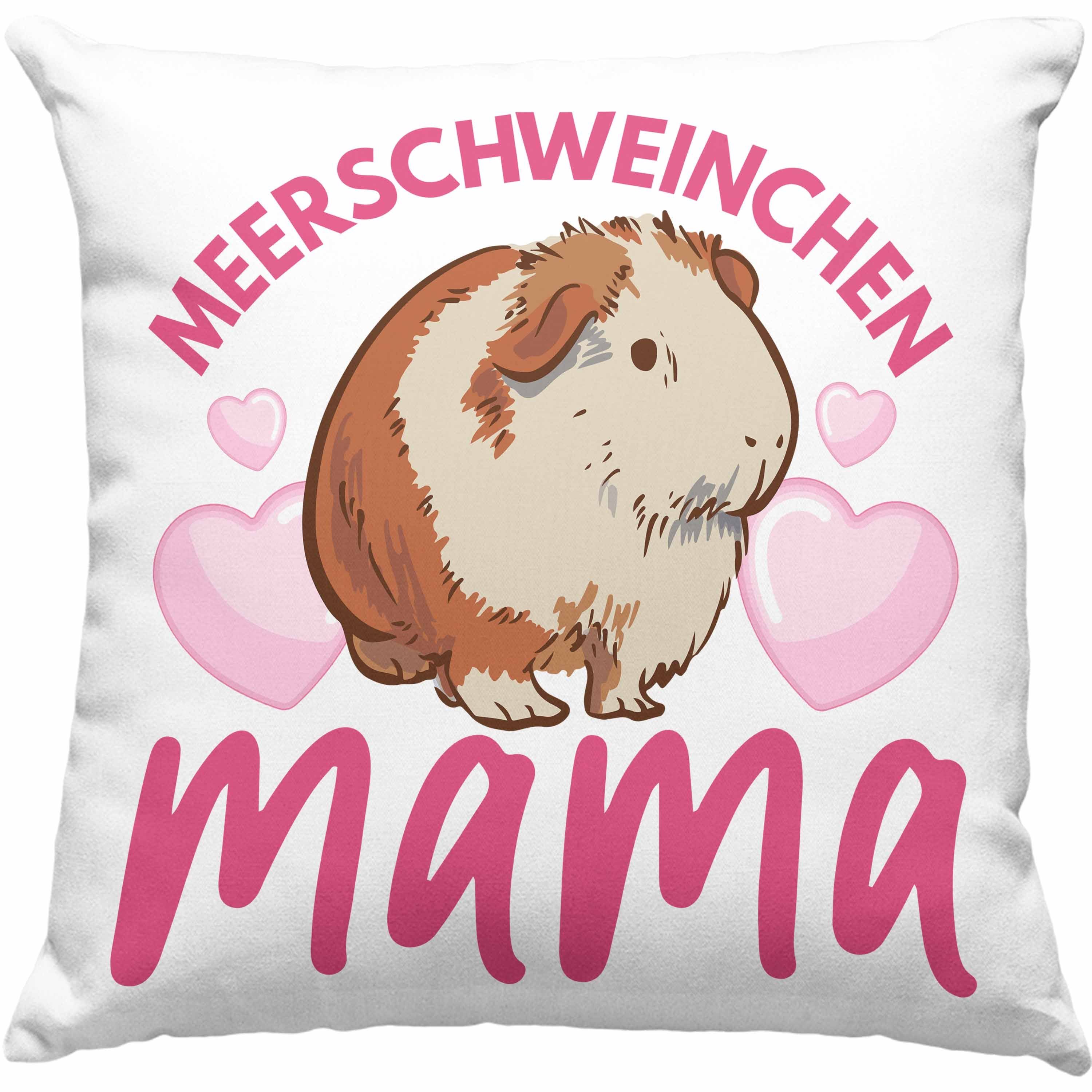 Trendation Dekokissen Trendation - Meerschweinchen Mama Kissen Geschenk Spruch Mädchen Muttertag Dekokissen mit Füllung 40x40 Grün | Dekokissen