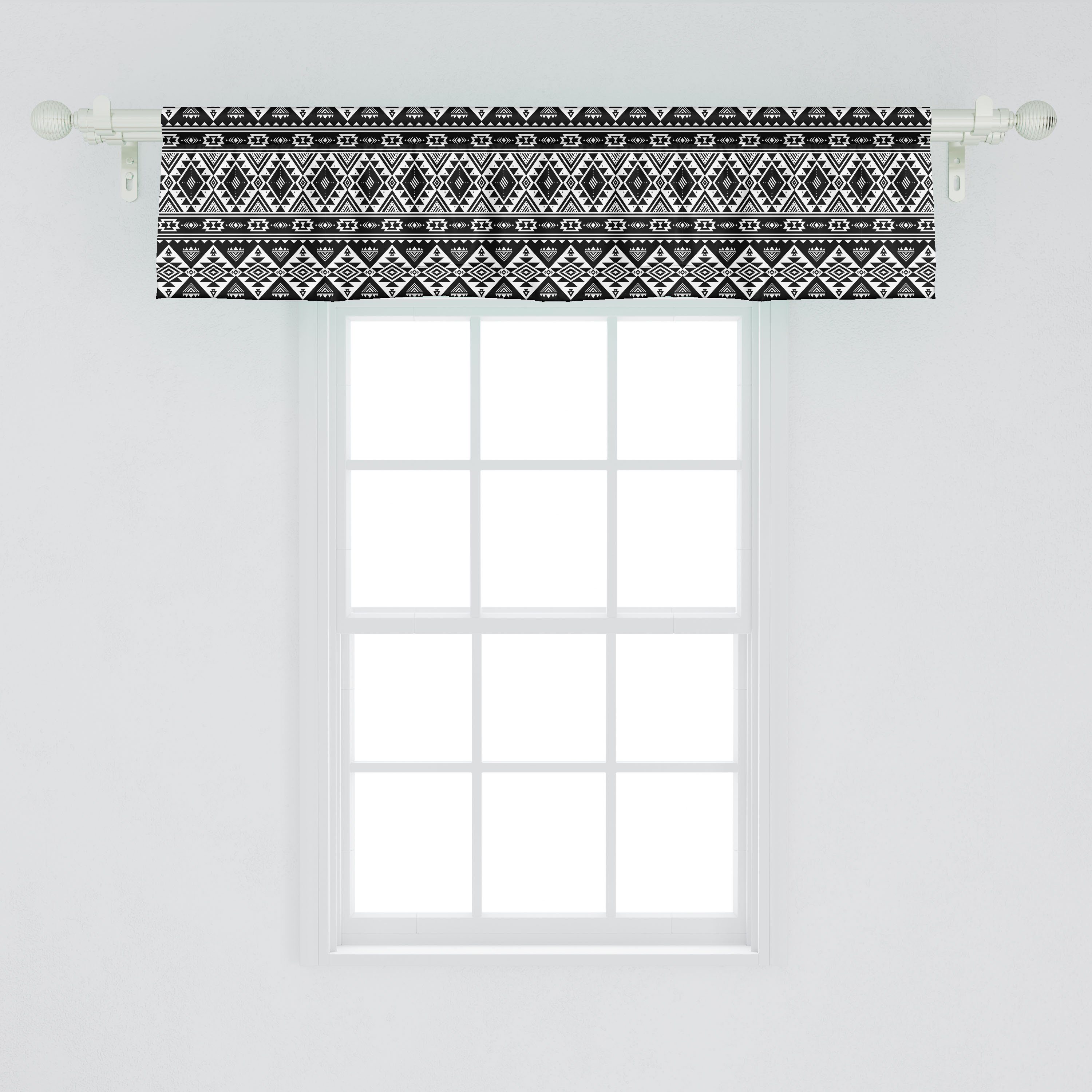 Scheibengardine Vorhang Volant Abakuhaus, für Stangentasche, Microfaser, Schlafzimmer Dekor Küche und Motive Primitive Stammes mit