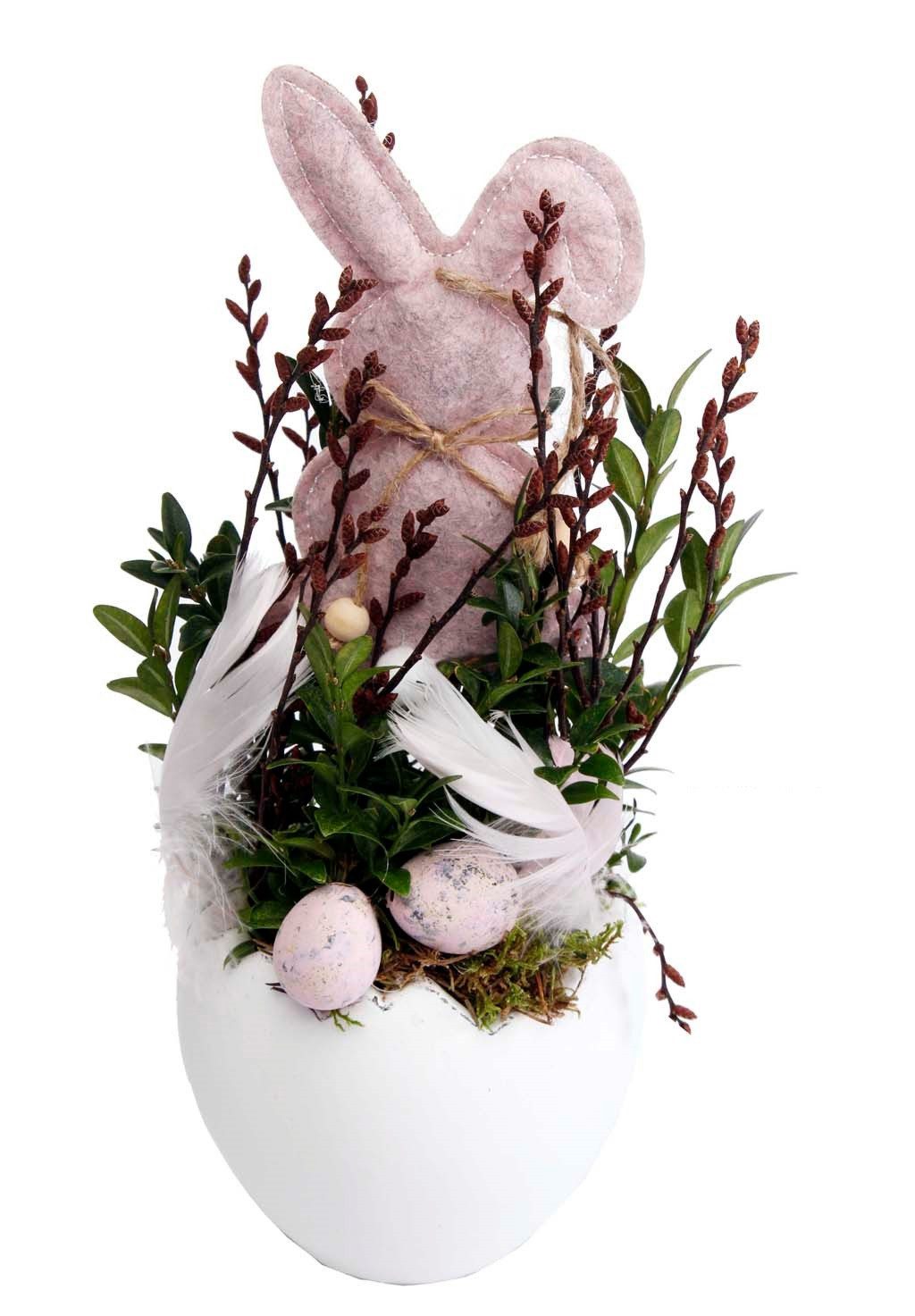 CreaFlor Home Osterkranz Frühling, Höhe: 30cm, Farbe: Rosa, Motiv: Hase