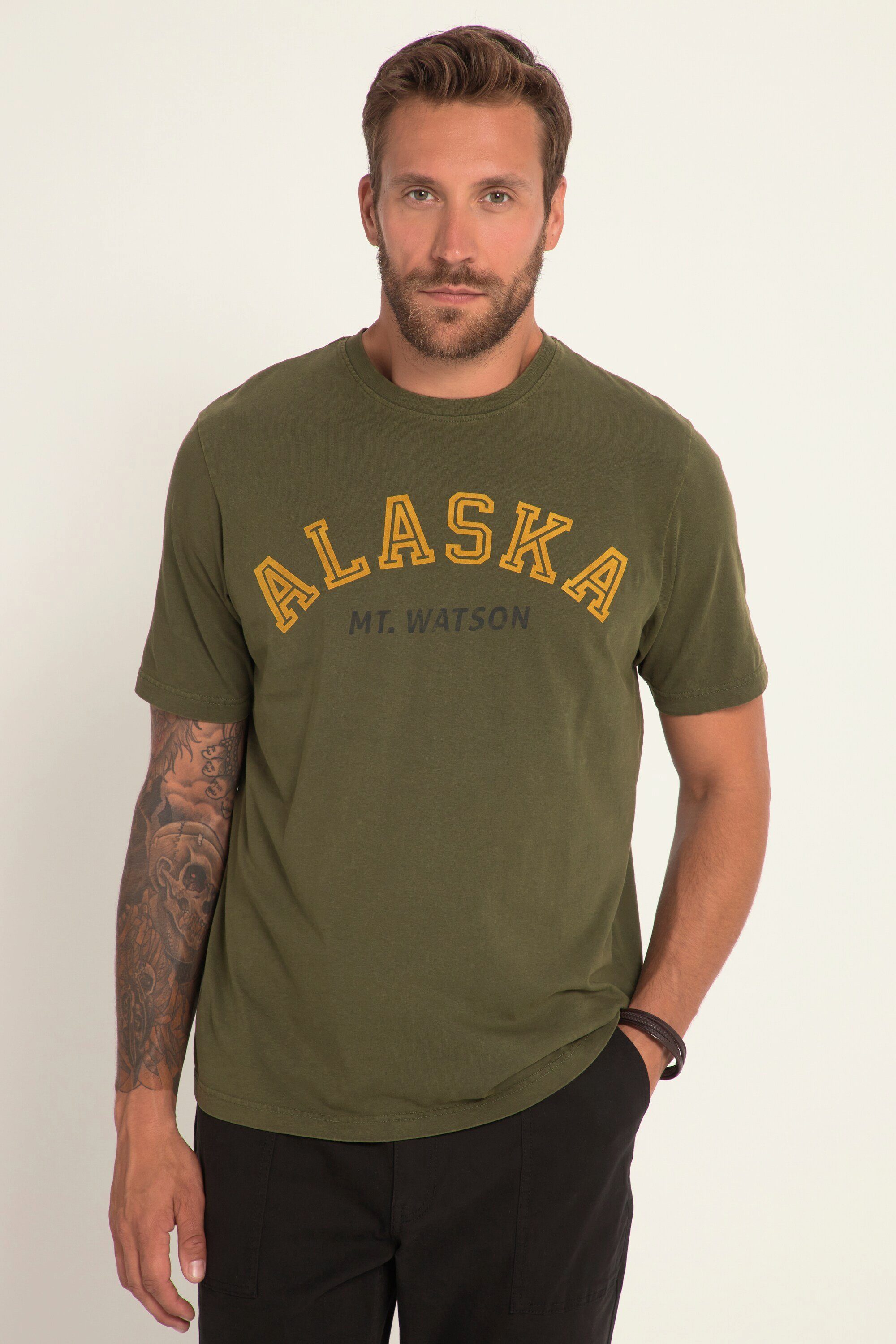 JP1880 T-Shirt T-Shirt Halbarm Vintage Look Alaska Print Rundhals