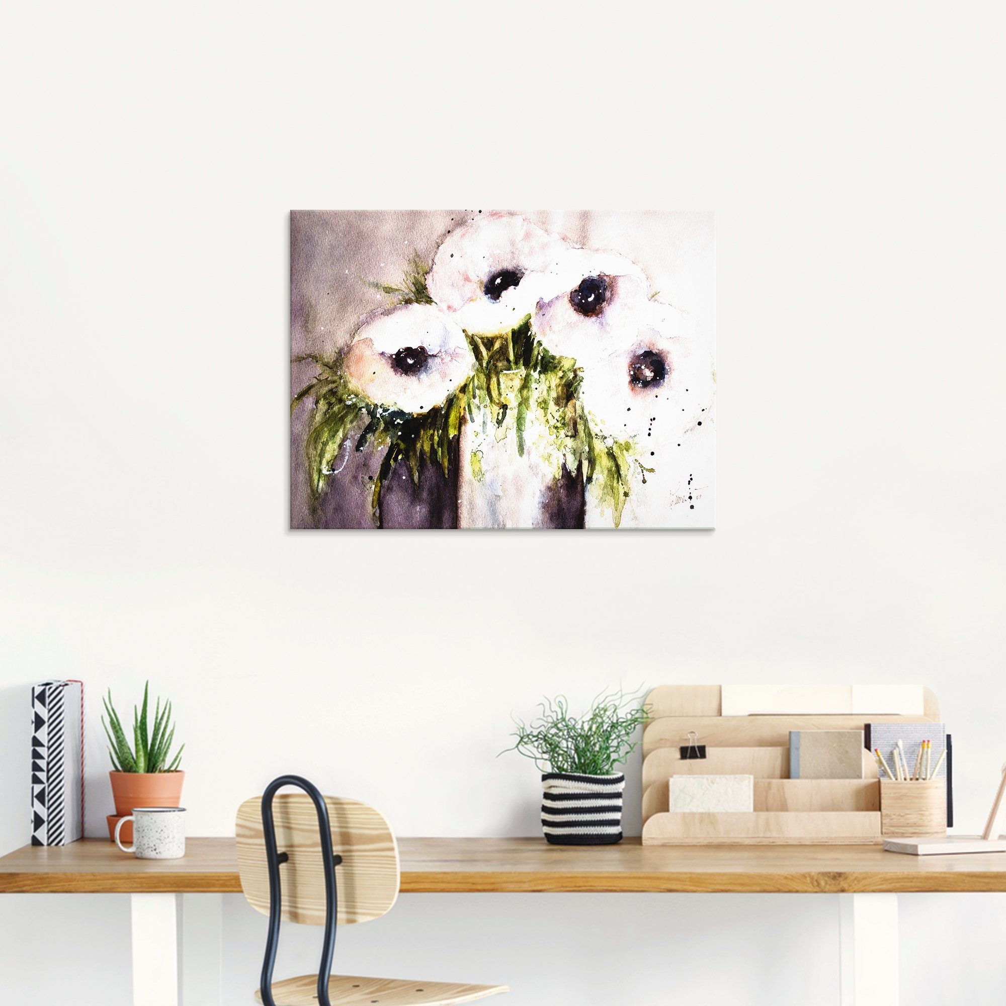 Artland Glasbild Lila Mohn in Vase, Blumen (1 St), in verschiedenen Größen