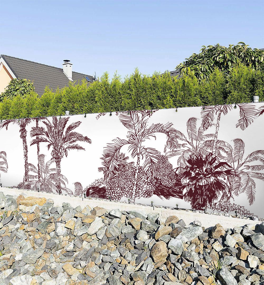 Sichtschutzzaunmatten Zaunbanner blühende Dschungelpflanzen Sichtschutz Garten Zaun