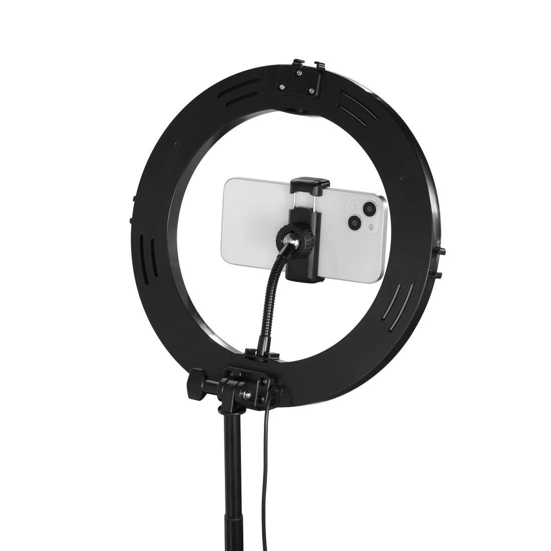 Hama Ringlicht LED Ringleuchte mit Stativ für Handy, Webcam, Mikrofon, Videokonferenz – Bild 5 von 5