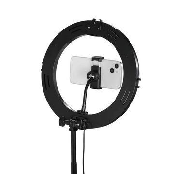 Hama Ringlicht LED Ringleuchte mit Stativ für Handy, Webcam, Mikrofon, Videokonferenz