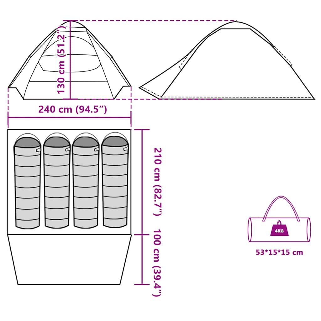 vidaXL Kuppelzelt Kuppel-Campingzelt 4 Personen Blau Wasserdicht, (1 tlg)