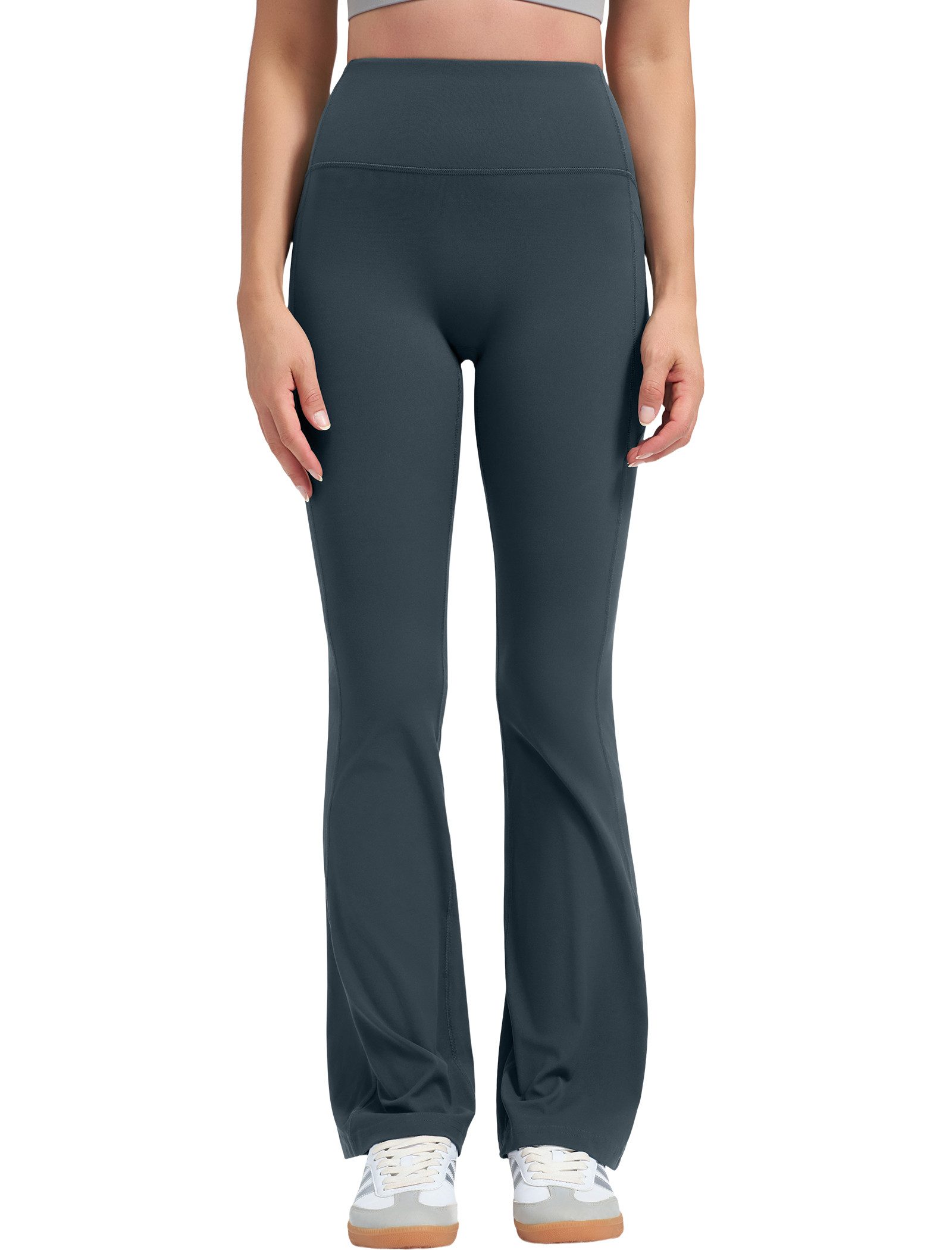 Yvette Schlaghose Damen Flared Yoga bequem Leggings hohe Taille Jogginghose S117019A19