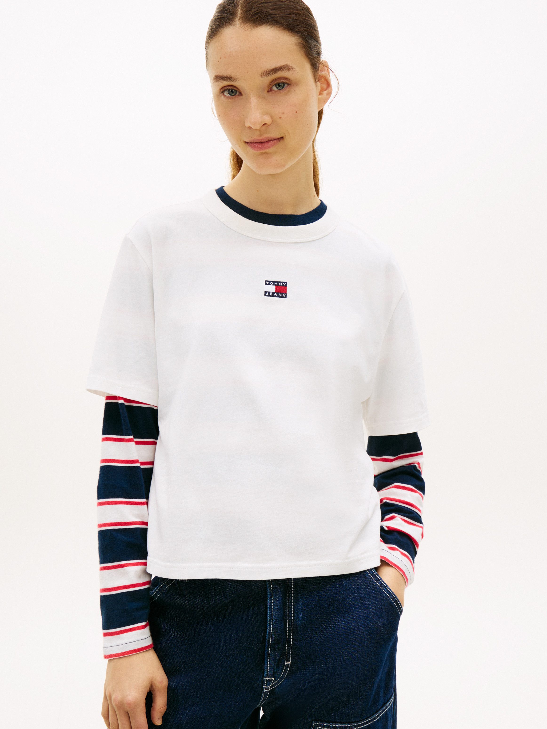 Tommy Jeans Kurzarmshirt TJW BXY BADGE TEE EXT Baumwolle, Boxy Fit