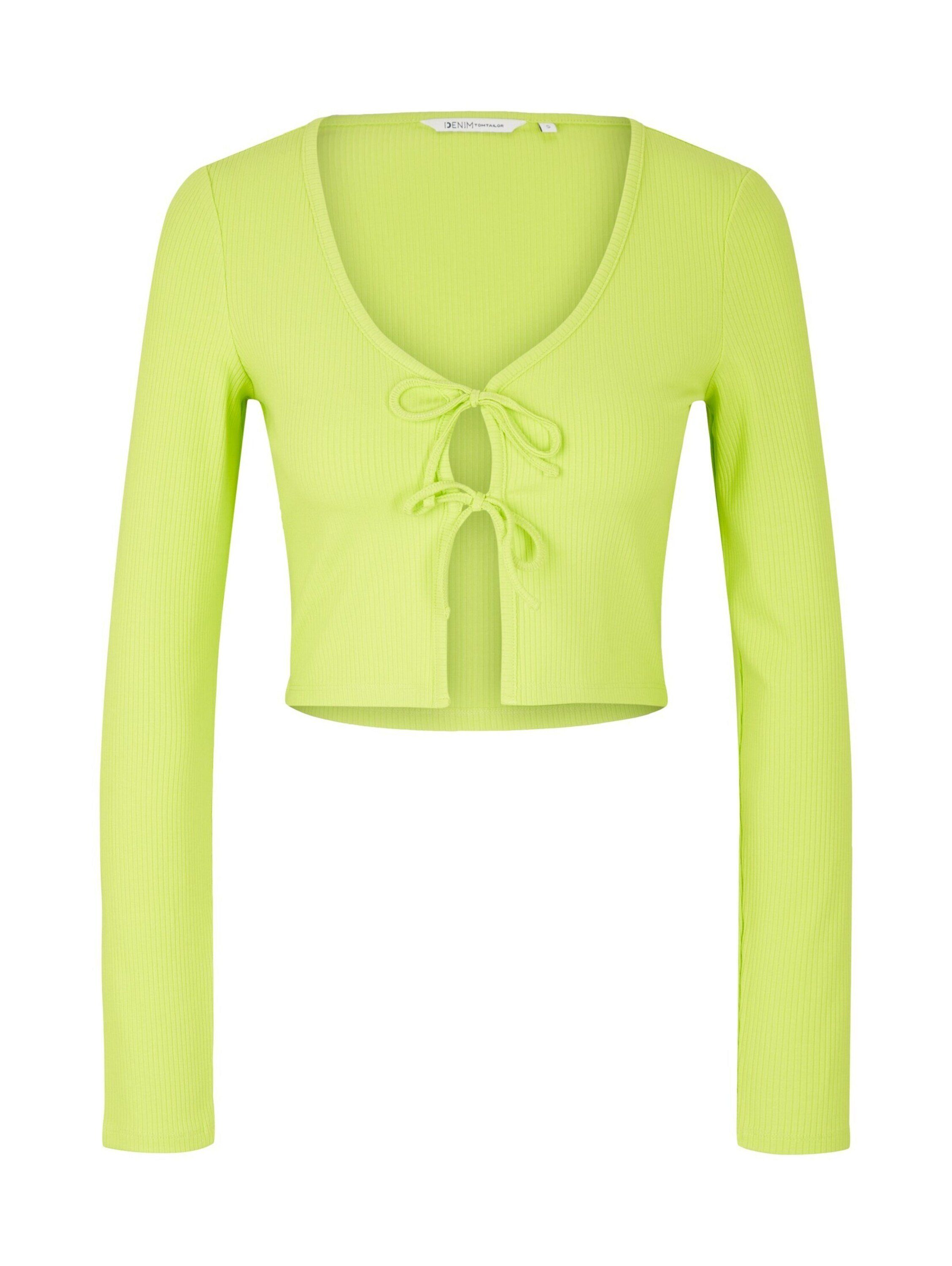 TAILOR Langarmshirt 24702 TOM Denim Neon Lime (1-tlg) Cut-Outs