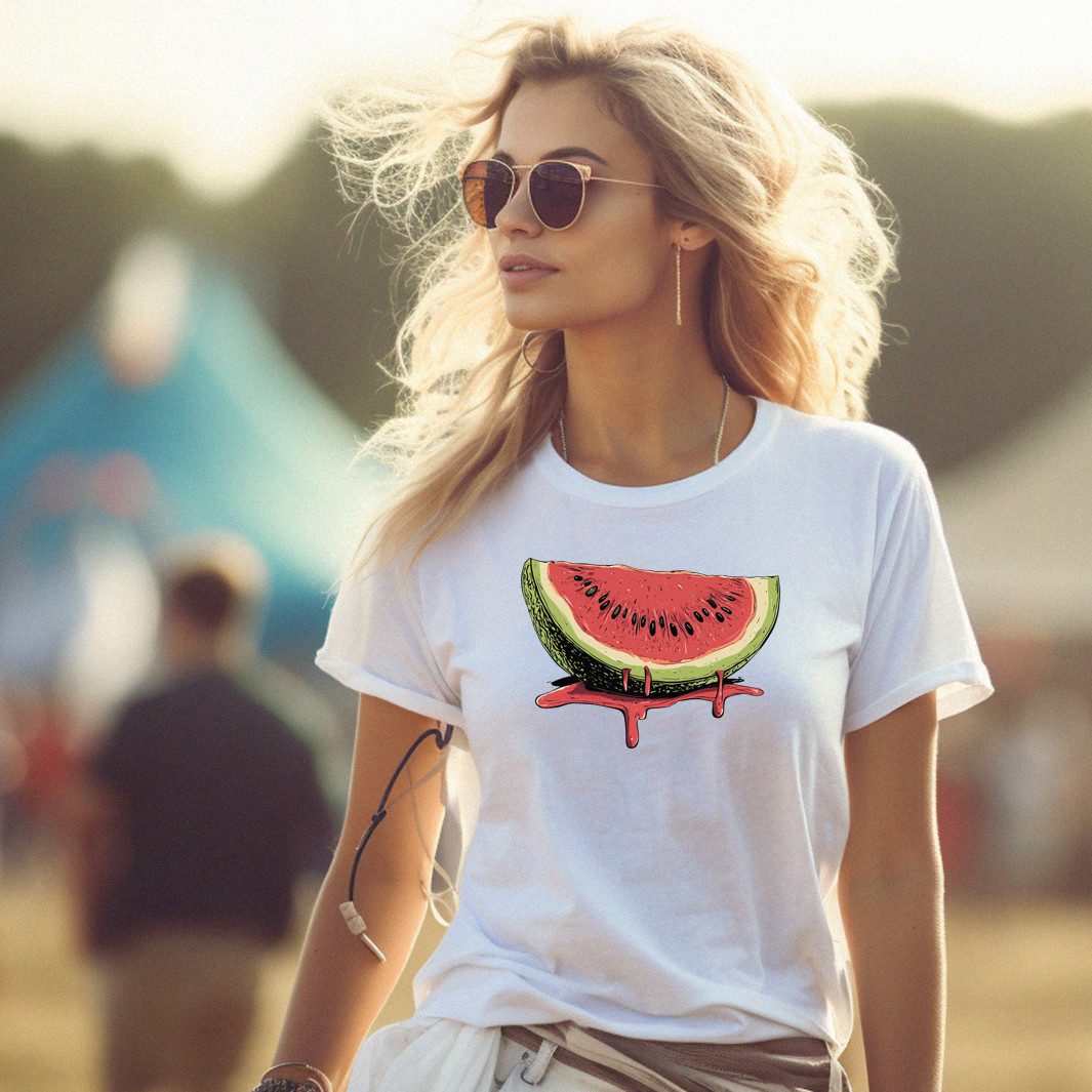 MAKAYA Print-Shirt Damen Kurzarm Früchte Top günstig online kaufen