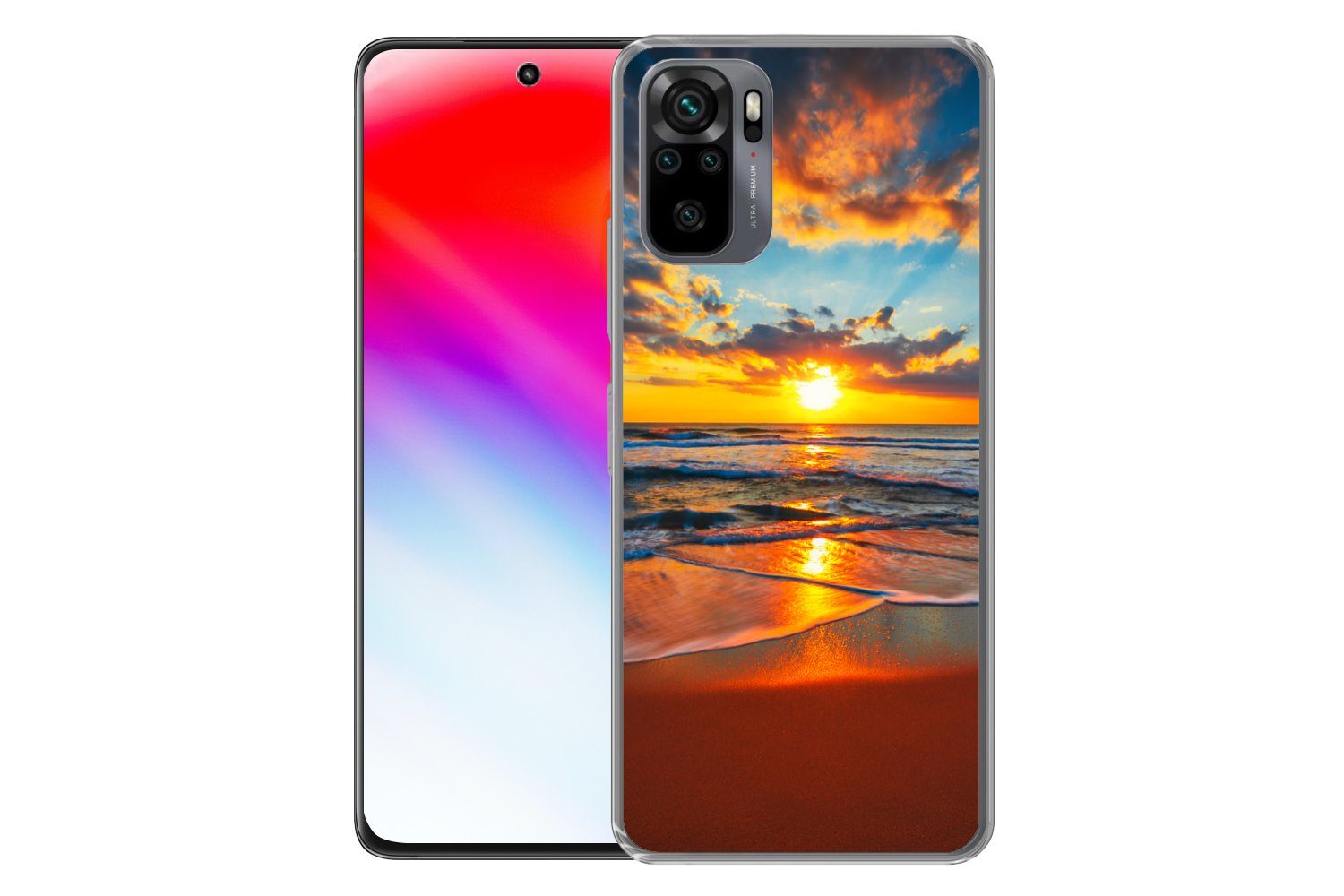 MuchoWow Handyhülle für Xiaomi Redmi Note 10S Meer - Sonnenuntergang - Strand - Wolken - O, Phone Case, Silikon, Schutzhülle Dünn