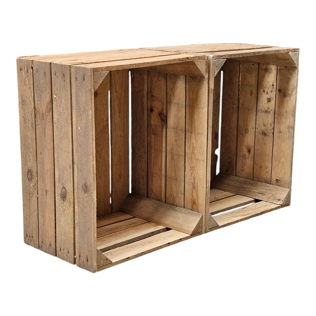 Teramico Holzkiste Holzkisten Obstkisten Vintage Natur 50 x 40 x 30cm im 2er Set, Vintage Obstkiste