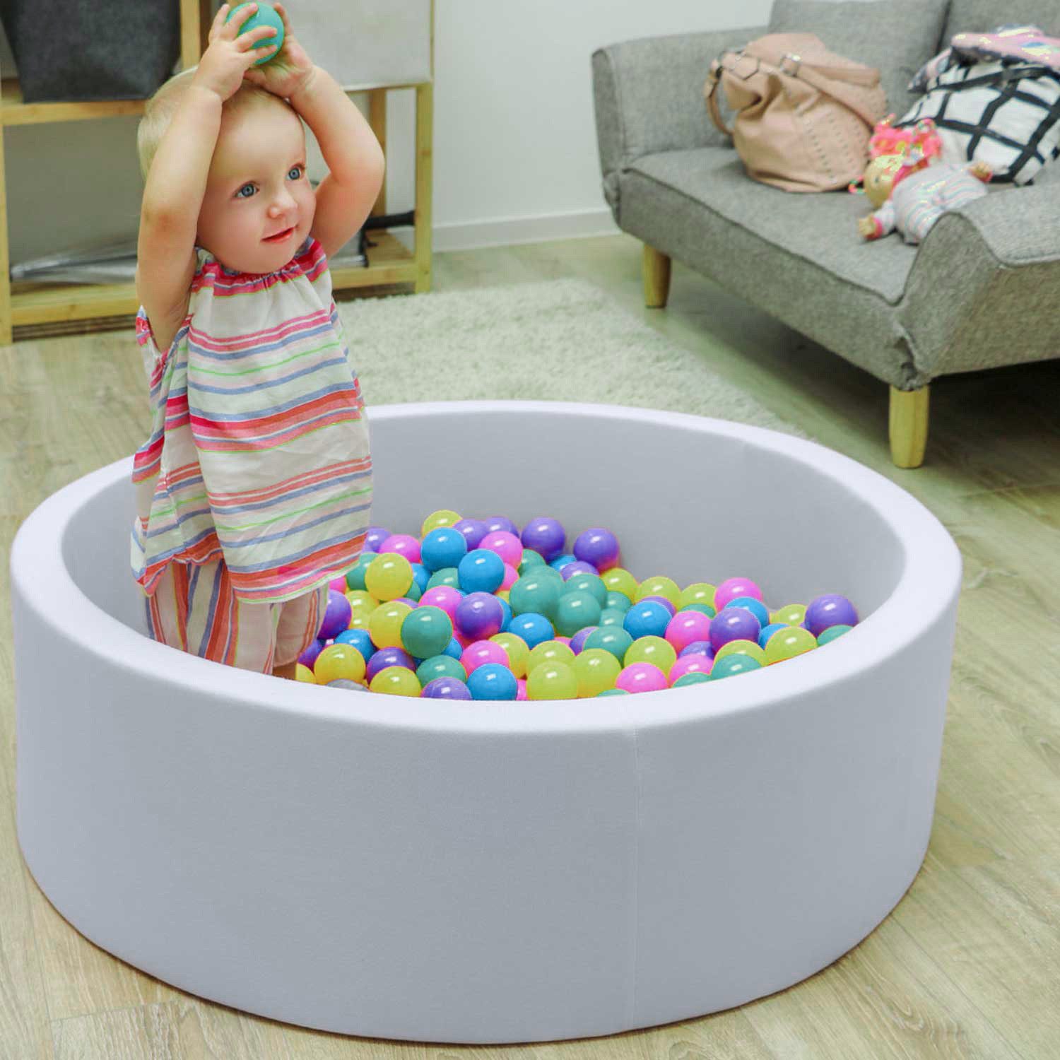 LittleTom Bällebad-Bälle Ab dem 1. Tag: Babybälle zum Greifen - Plastikbälle für den Bällepool (1000-St), Für Bällebäder, Pools, Zelte, Sandkästen - sogar Haustiere