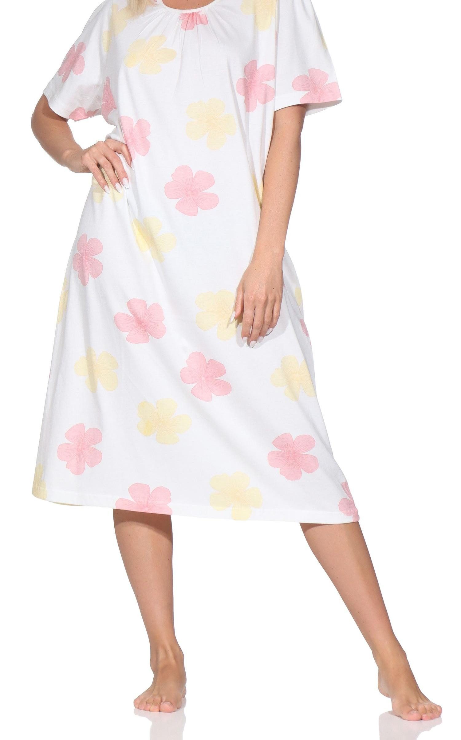 Normann Nachthemd Normann Damen Nachthemd kurzarm – elegantes Florales-Design