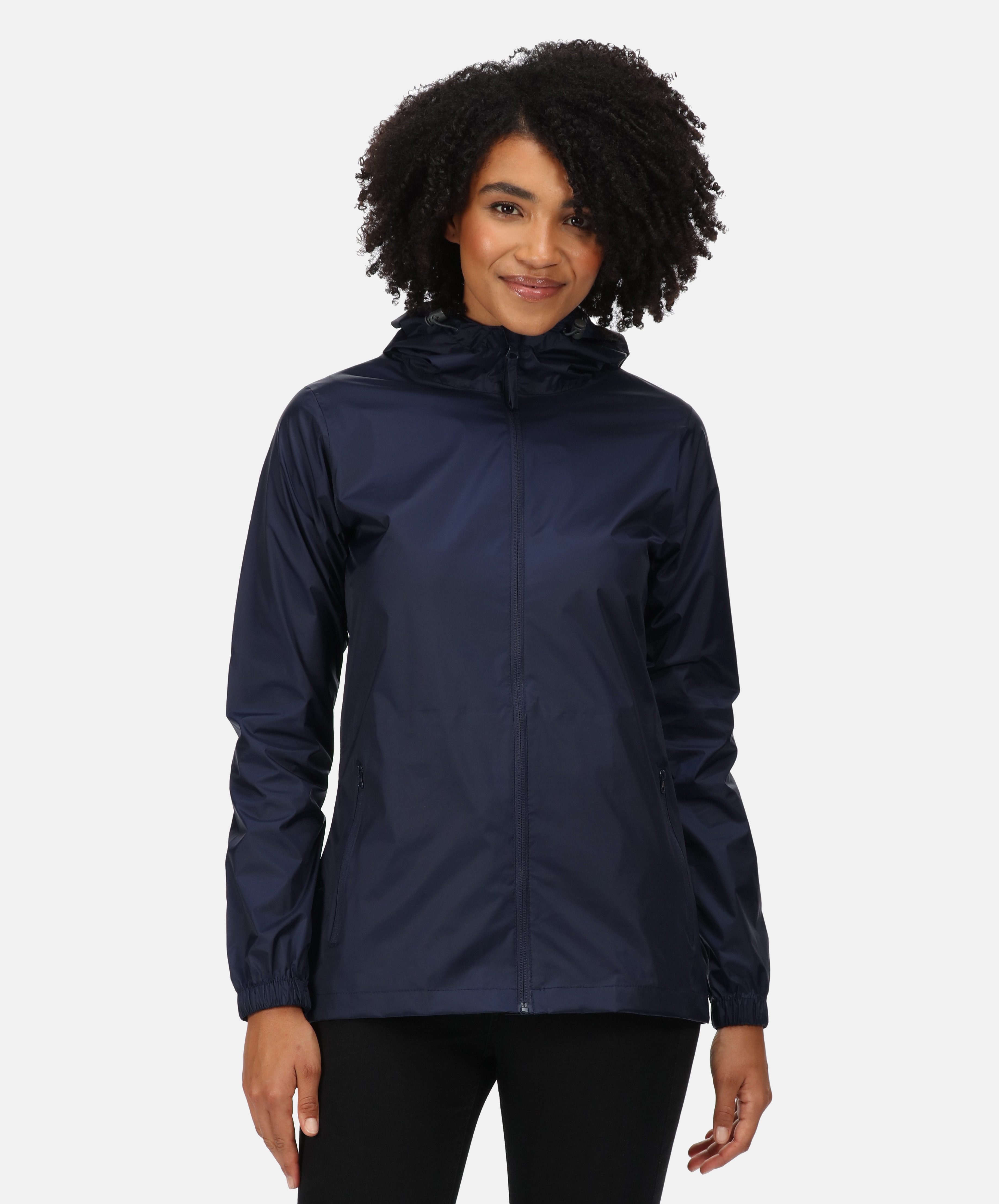 Regatta Professional Regenjacke Outdoor Damen Pro Pack Away 10.000 mm Navy 200 Gramm mit Kapuze, Unifarbe