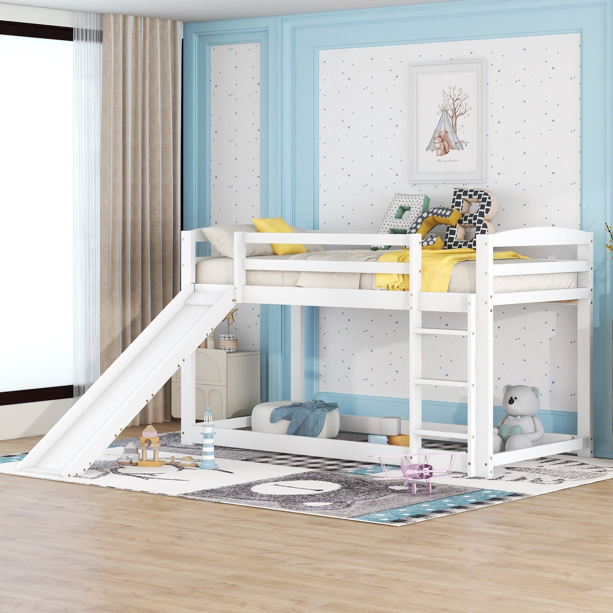 REDOM Etagenbett Kidnerbett für Kinder und Jugendliche (90x200cm, weiß(ETA 7.13), Einfache Montage
