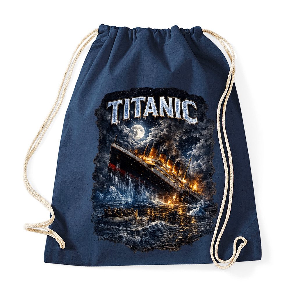 Blondie & Brownie Turnbeutel Titanic Beutel Retro Ozean Turnbeutel Film Sport Freizeit Tasche (Turnbeutel, Einzelartikel), Titanic Moon wave Ocean Gym bag Style
