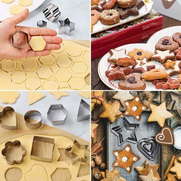 BOTC Ausstechform Kekse, DIY-Werkzeuge, (24-St) Ausstechform Geometrische Formen, (24-St., Ausstechform Ausstecher-Set 24-tlg., Weißblech), Backen Weihnachten & Xmas - Ausstecher Mini