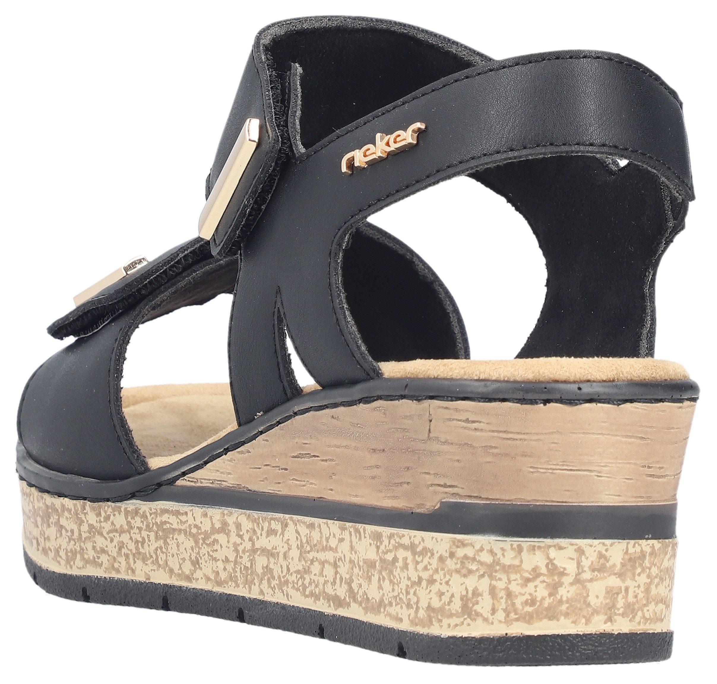 Rieker Keilsandalette Klettschuh, Sommerschuh, Plateausandale mit Schmuckelemente