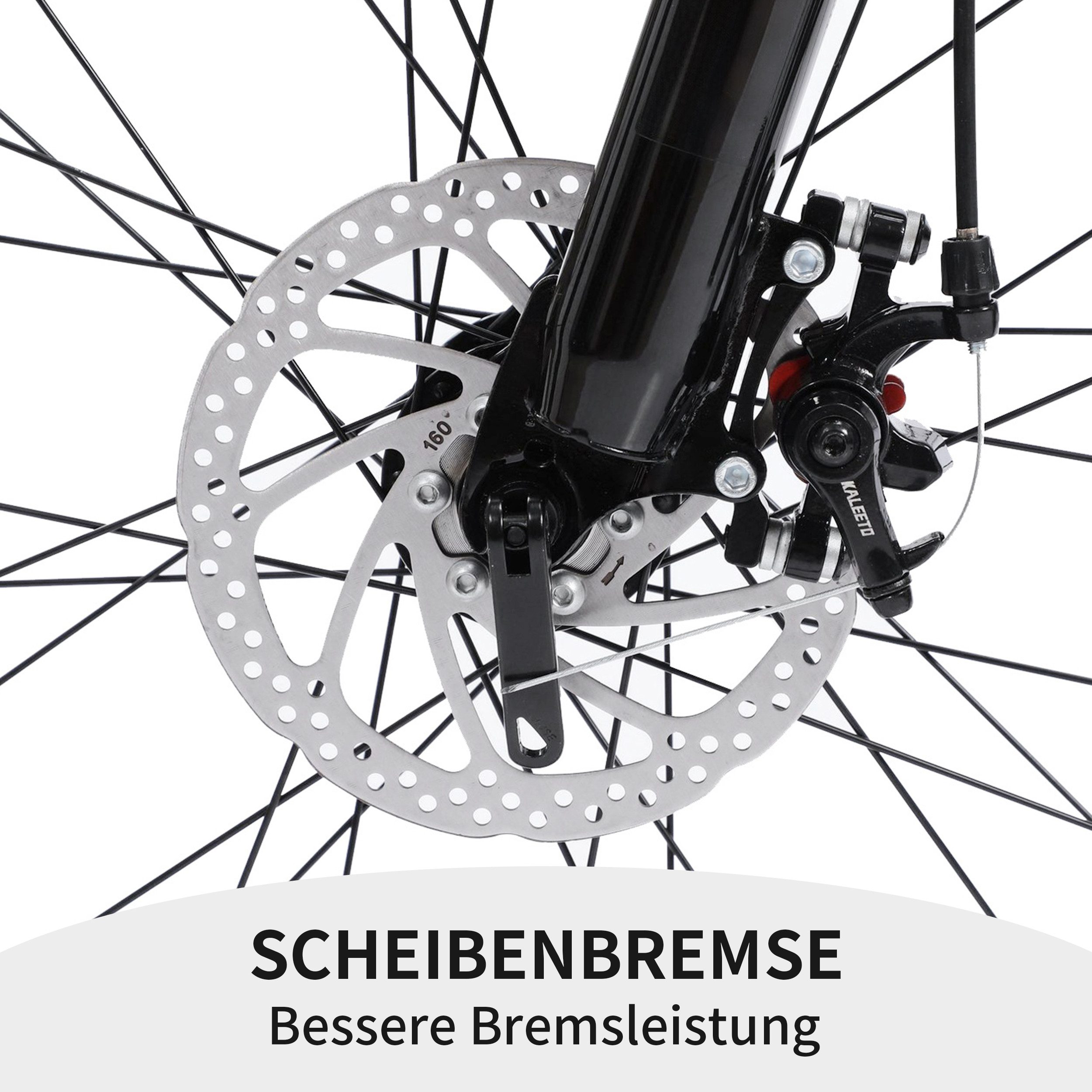Lauxjack Mountainbike 26 Zoll, weiß, Shimano, Scheibenbremsen, Federgabel, 21 Gang Shimano Tourney RD-TY300/200 Schaltwerk, Kettenschaltung, (Set), Allround-MTB für Alltag & Freizeit